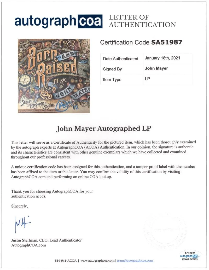 John Mayer — John Mayer Signed Autograph Album Vinyl Record LP - Born and Raised w/ JSA COA, image 5