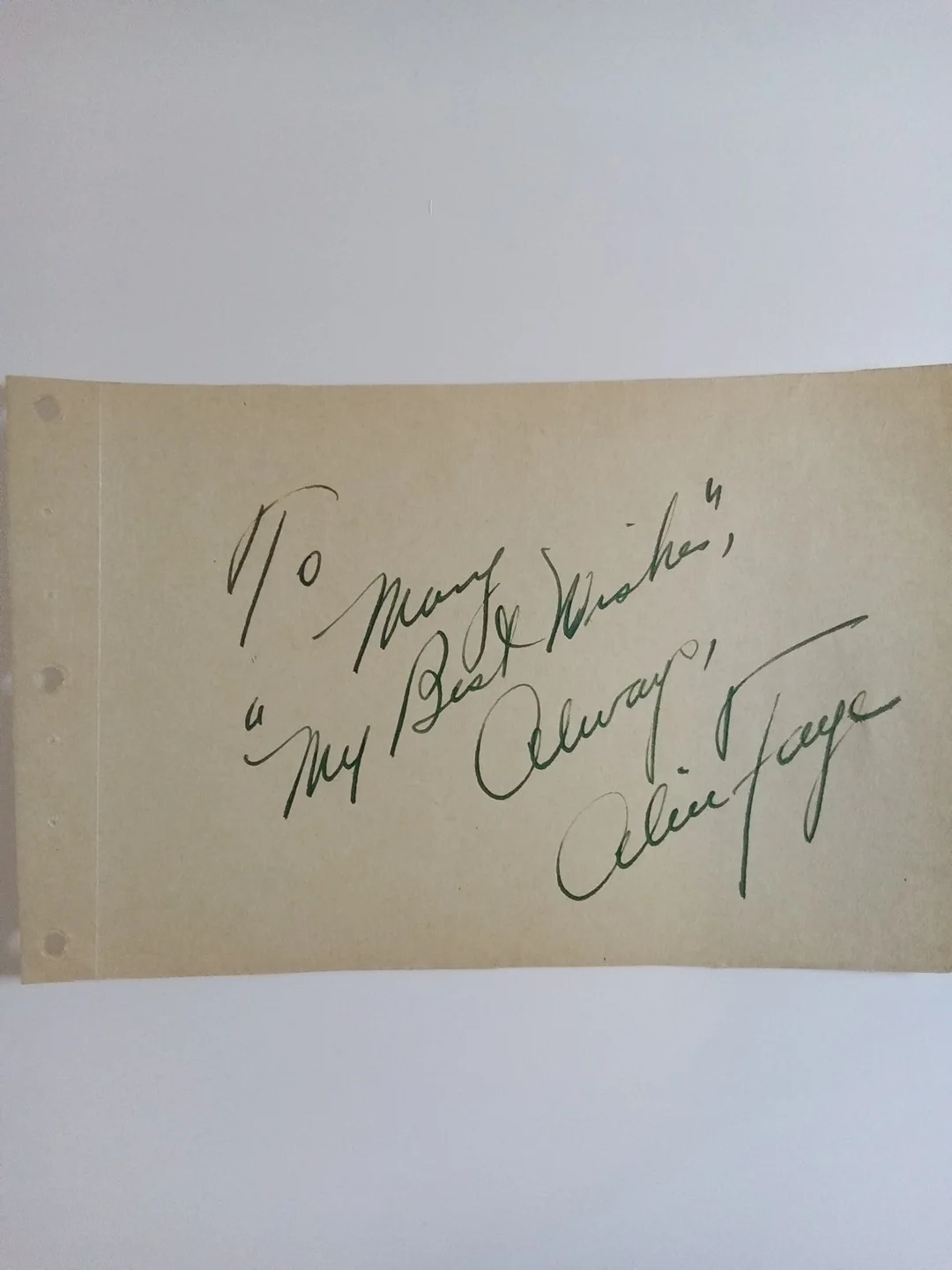 alice faye — Alice Faye Signed Cut Inscribed JSA COA Autograph Hollywood Actress -1 #, изображение 2
