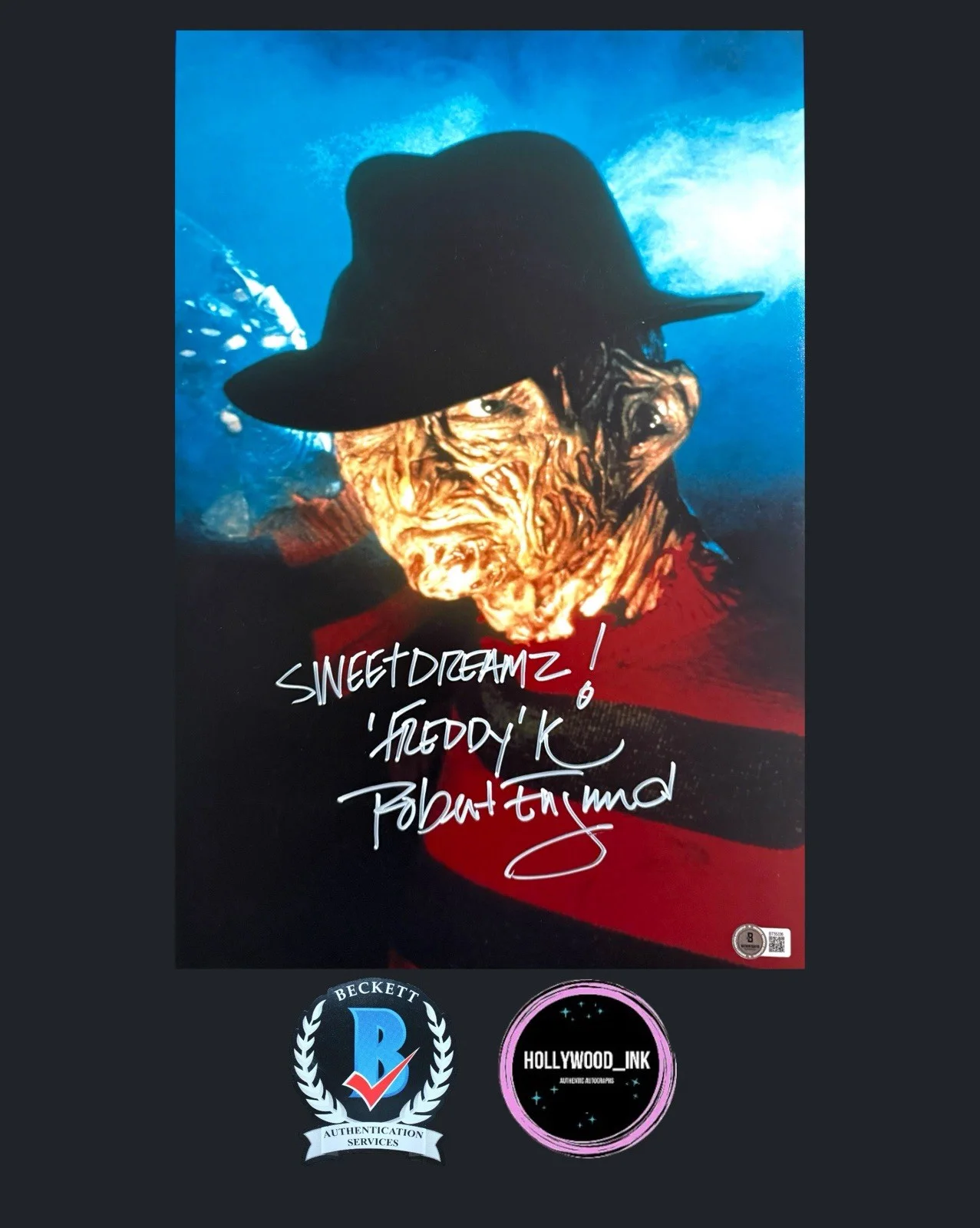 Robert Englund and Patricia Arquette — ROBERT ENGLUND SIGNED 12x18 PHOTO INSCRIBED“SWEETDREAMZ!”FREDDY KRUEGER BECKETT