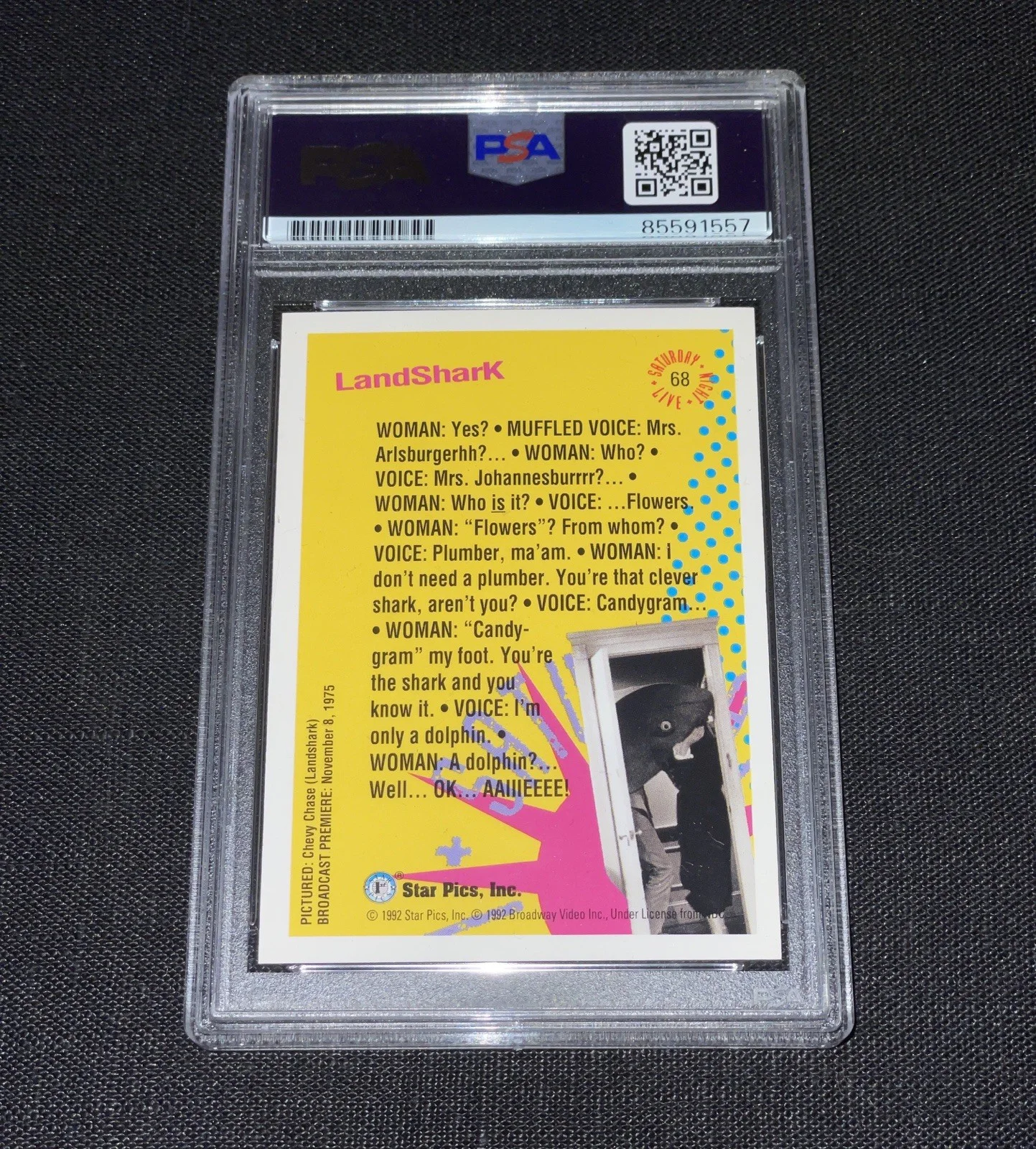 Chevy Chase Signed 1992 Star Pics Card PSA Slabbed Saturday Night Live Landshark, image 2