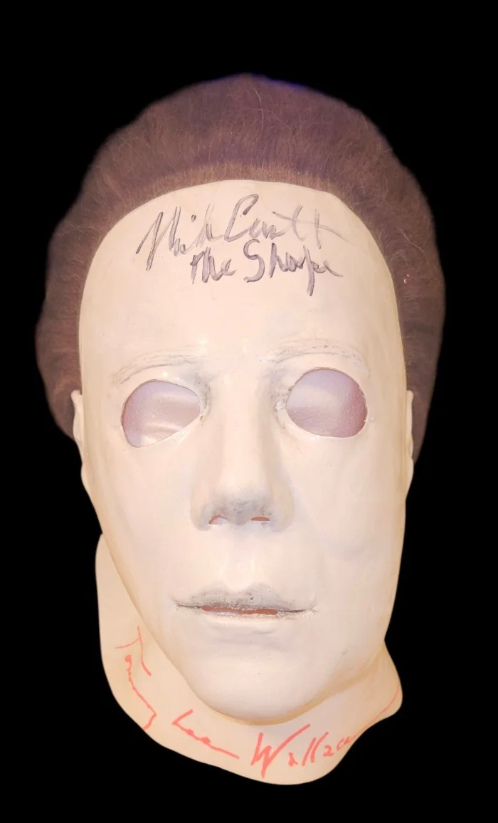 NICK CASTLE, TOMMY LEE WALLACE — NICK CASTLE TOMMY LEE WALLACE SIGNED MICHAEL MYERS MASK HALLOWEEN AUTOGRAPH JSA