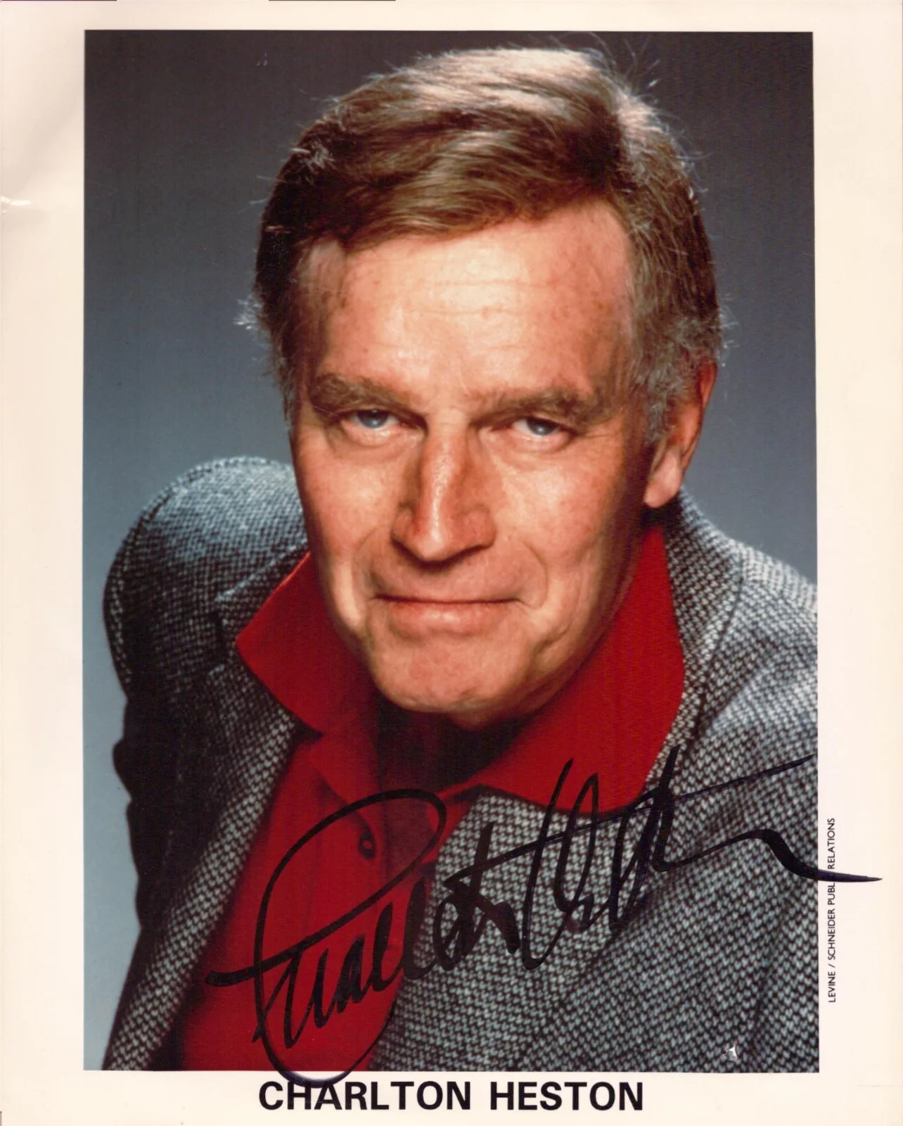 Charlton Heston — TWO Actor CHARLTON HESTON Hand SIGNED Color PHOTOGRAPHS 8" x 10" AND 5" x 7"