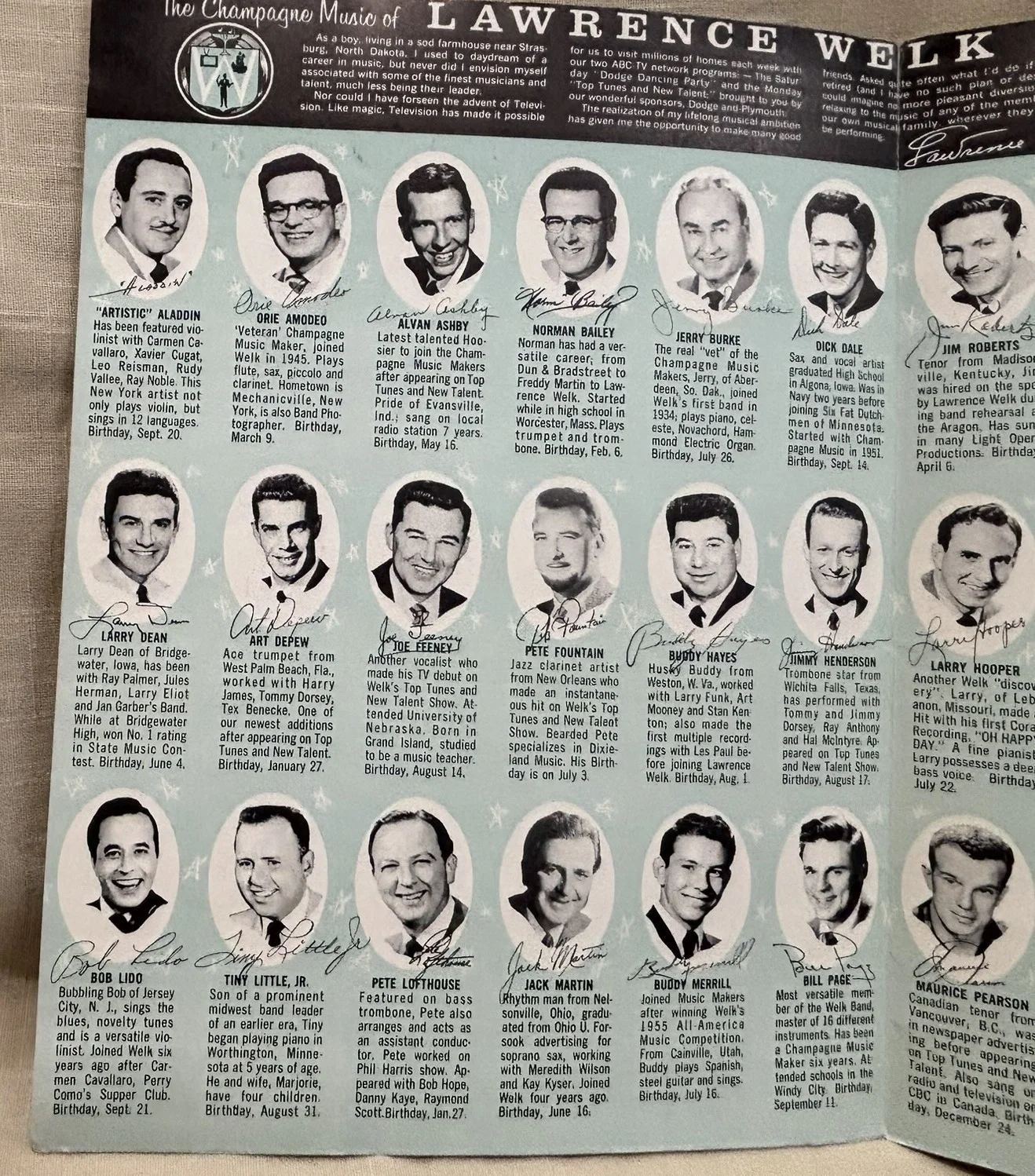 Lawrence Welk Signed Brochure 9x12 Photos of Band, Alice Lon, Lennon Sisters, изображение 5