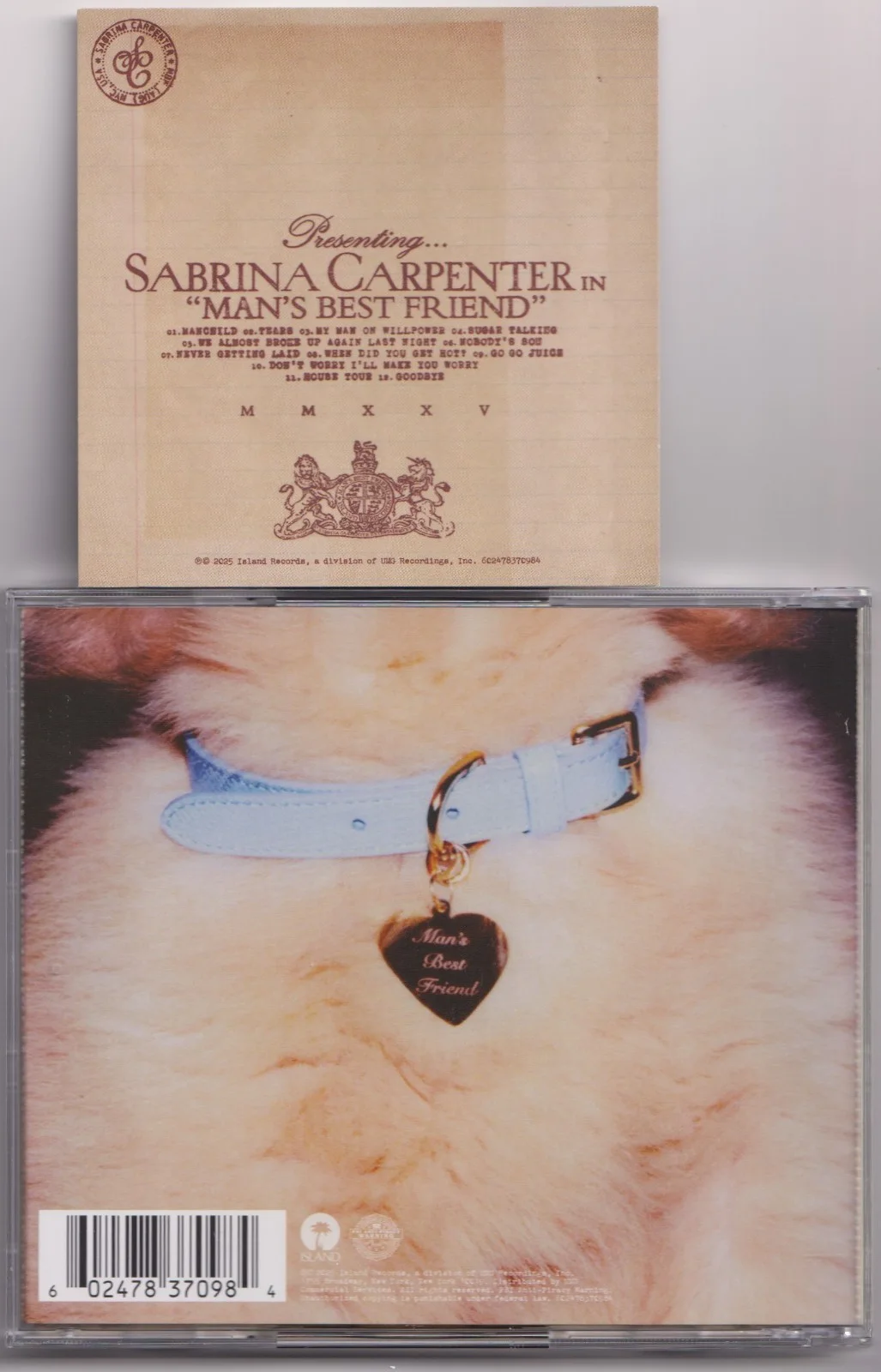 Sabrina Carpenter Man’s Best Friend CD with Signed Insert Beckett BAS COA, image 2