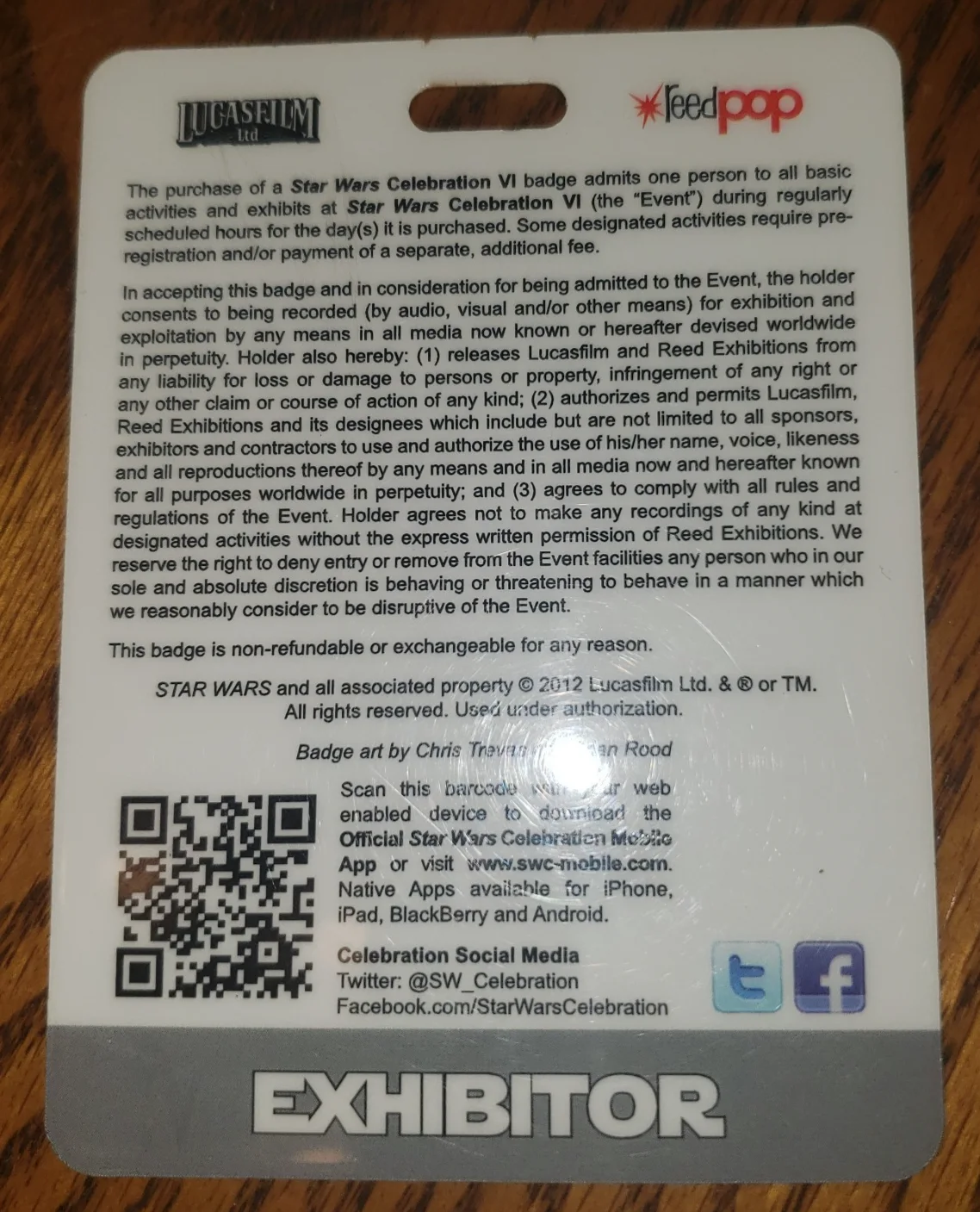 Ray Park — Star Wars Celebration 6 Exhibitor Badge Darth Maul Ray Park Autographed, изображение 2
