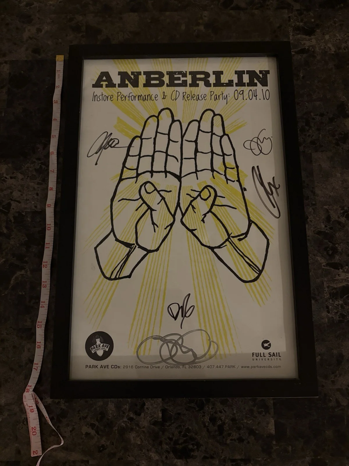 Anberlin Autographed Poster 2010 Elder Emo Warped Tour Era Band Print Dark Is, изображение 2