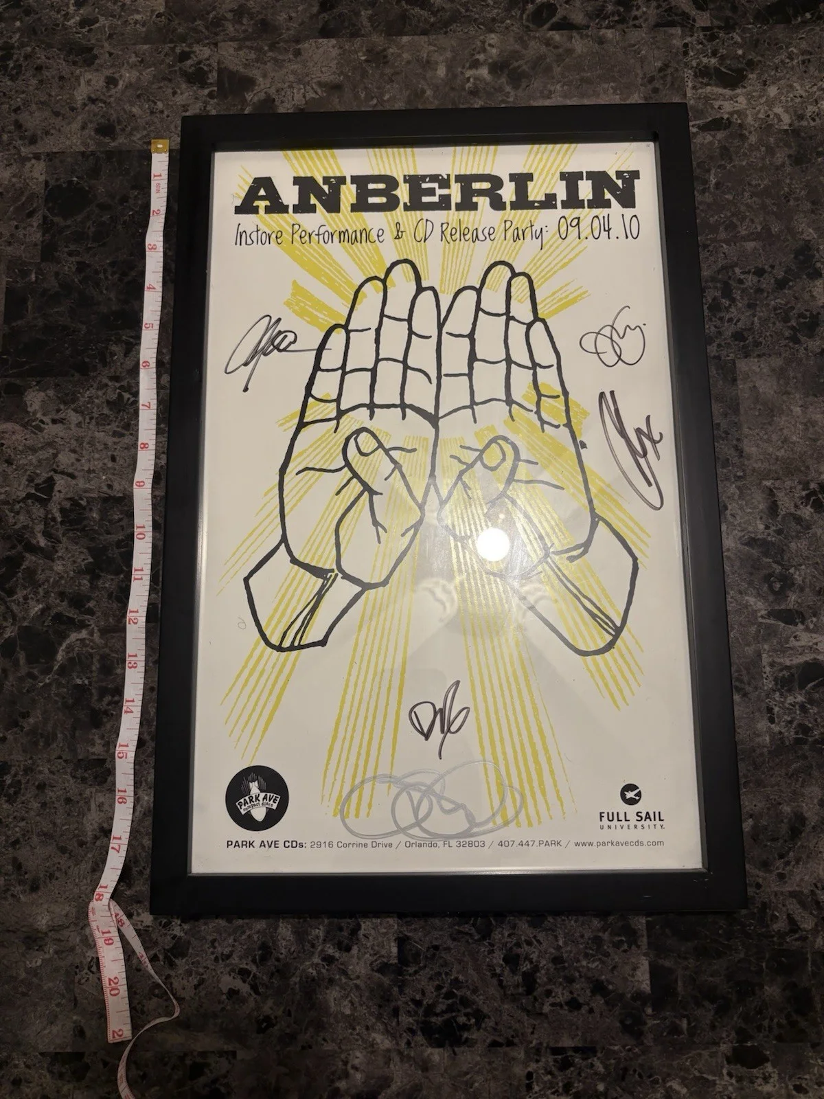 Anberlin Autographed Poster 2010 Elder Emo Warped Tour Era Band Print Dark Is, изображение 3