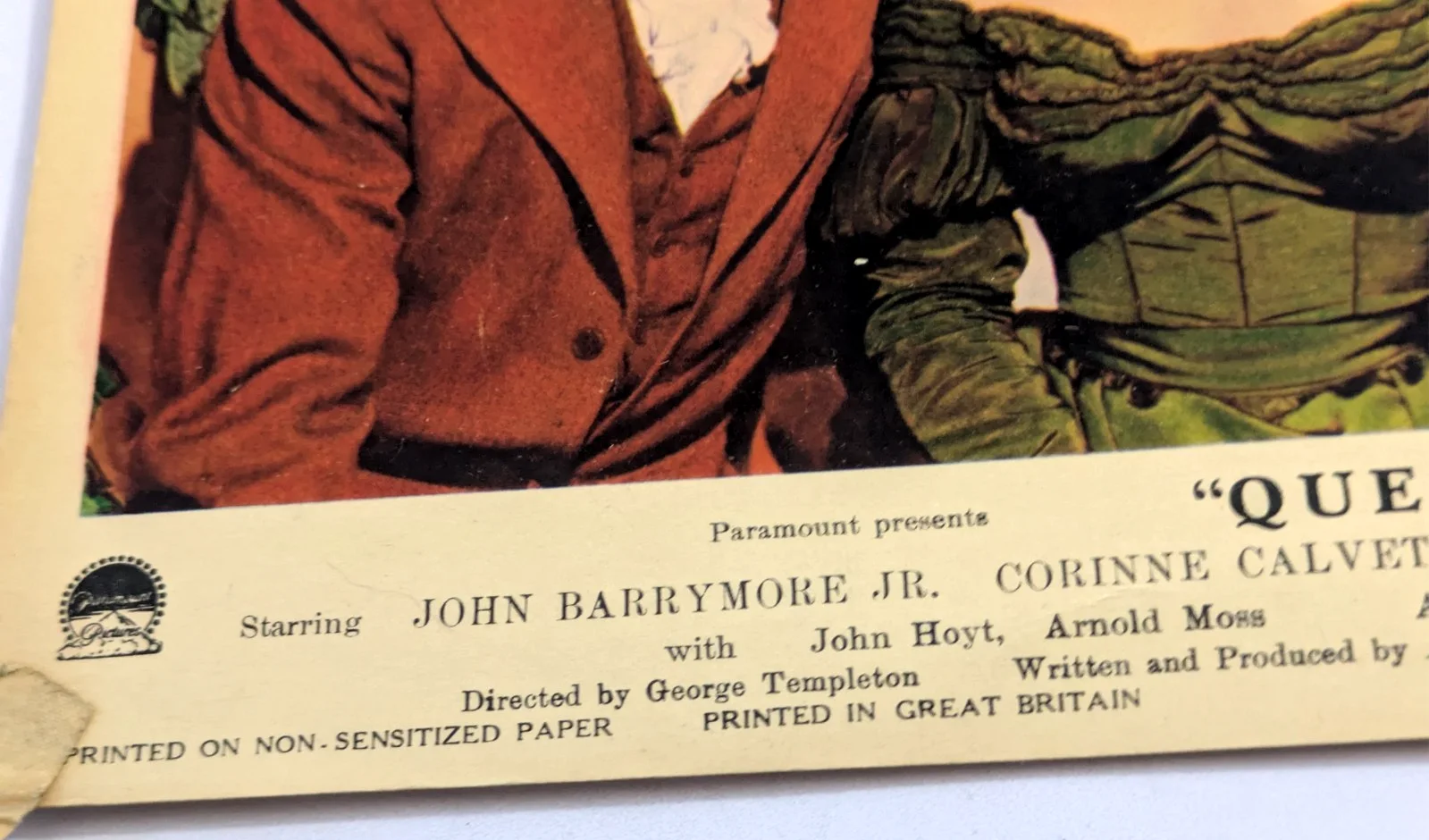 Quebec John Barrymore Jr Corinne Calvert 1951 Classic UK Cinema Card 10" x 8", изображение 2