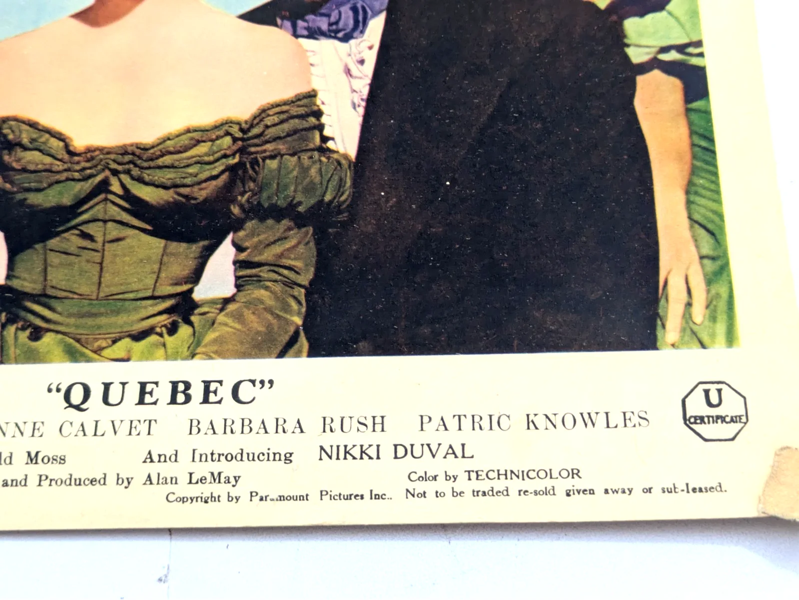 Quebec John Barrymore Jr Corinne Calvert 1951 Classic UK Cinema Card 10" x 8", изображение 3