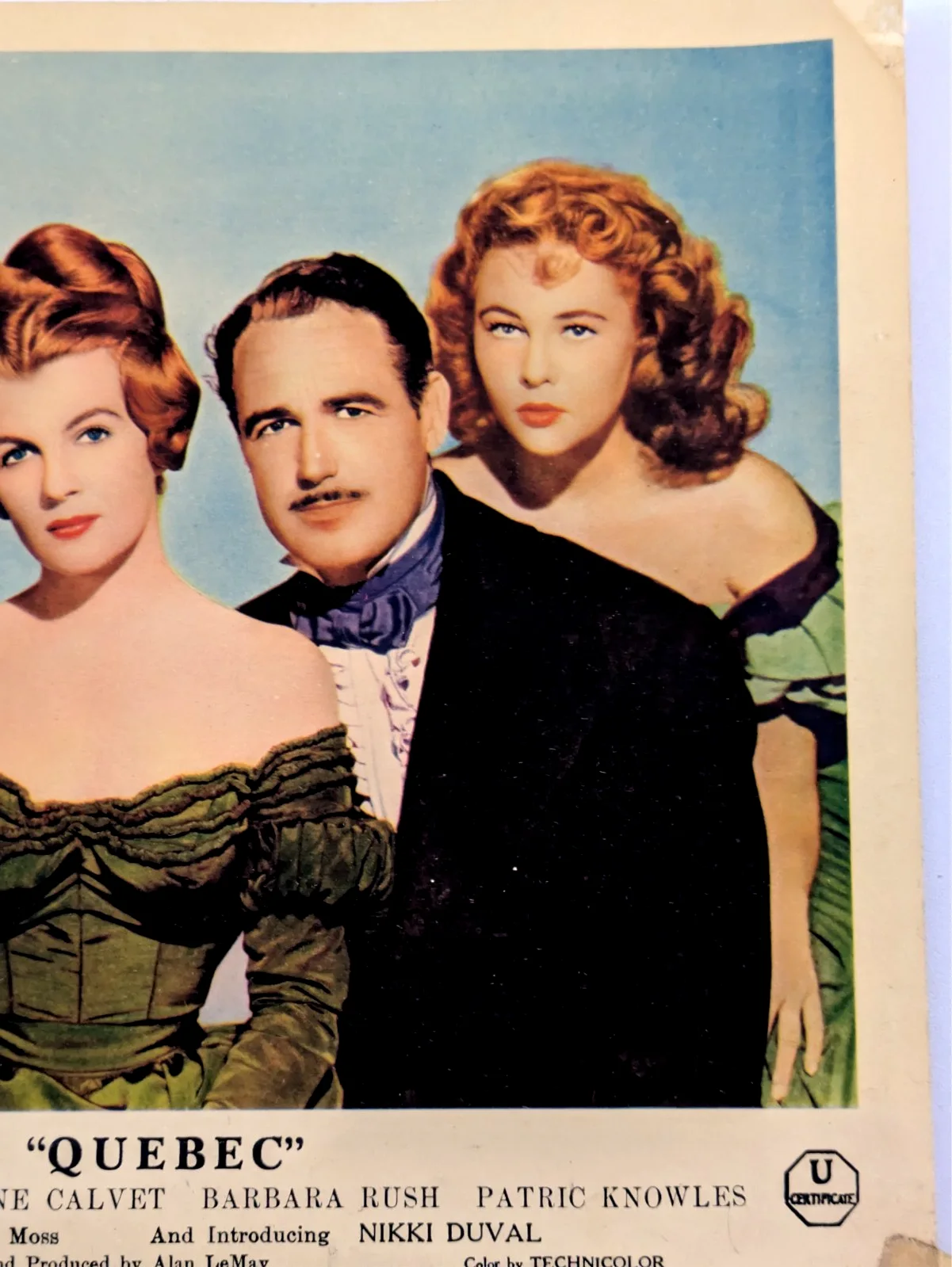 Quebec John Barrymore Jr Corinne Calvert 1951 Classic UK Cinema Card 10" x 8", изображение 4