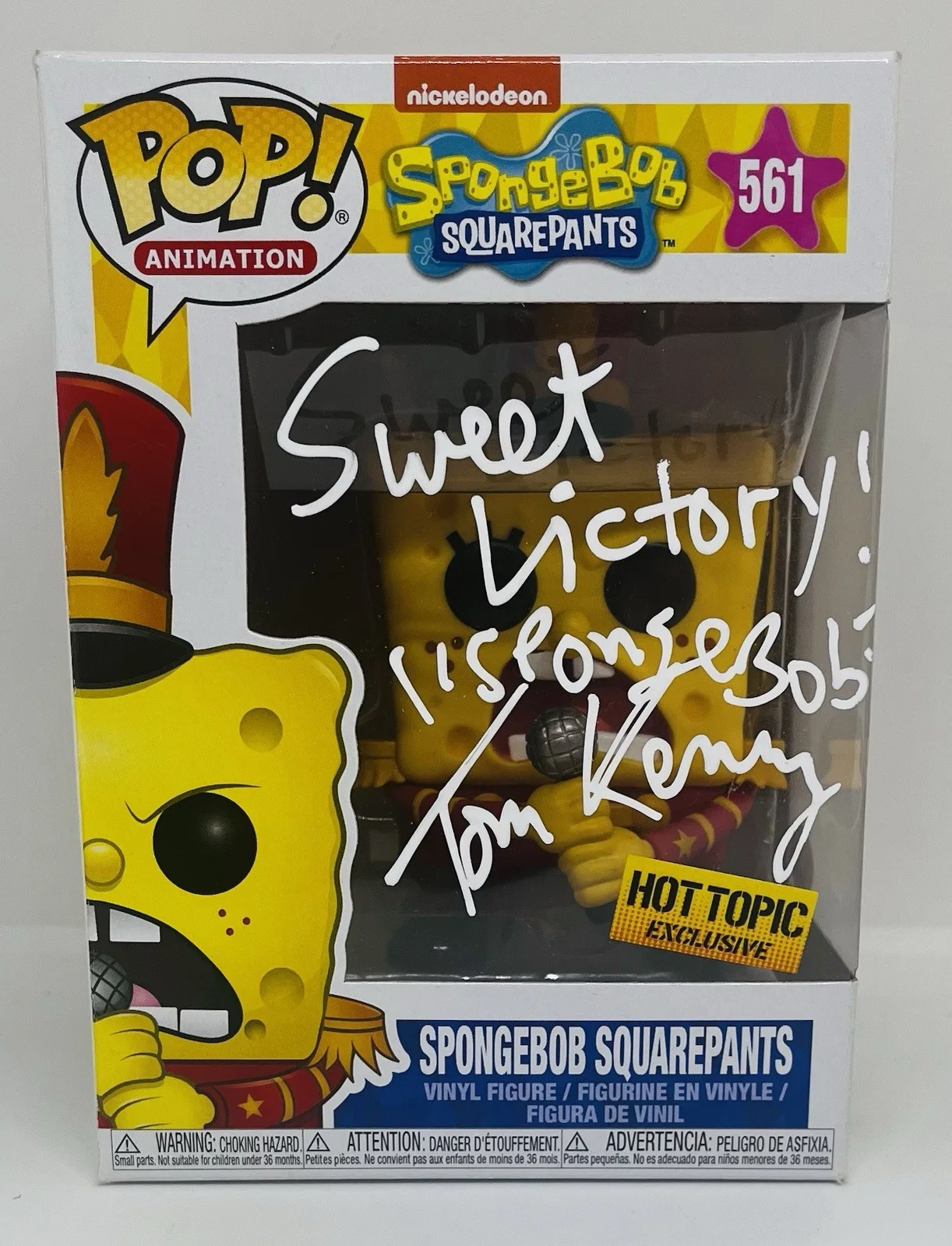 TOM KENNY — TOM KENNY SIGNED SPONGEBOB SQUAREPANTS POP FUNKO FIGURE HOT TOPIC JSA COA, image 2