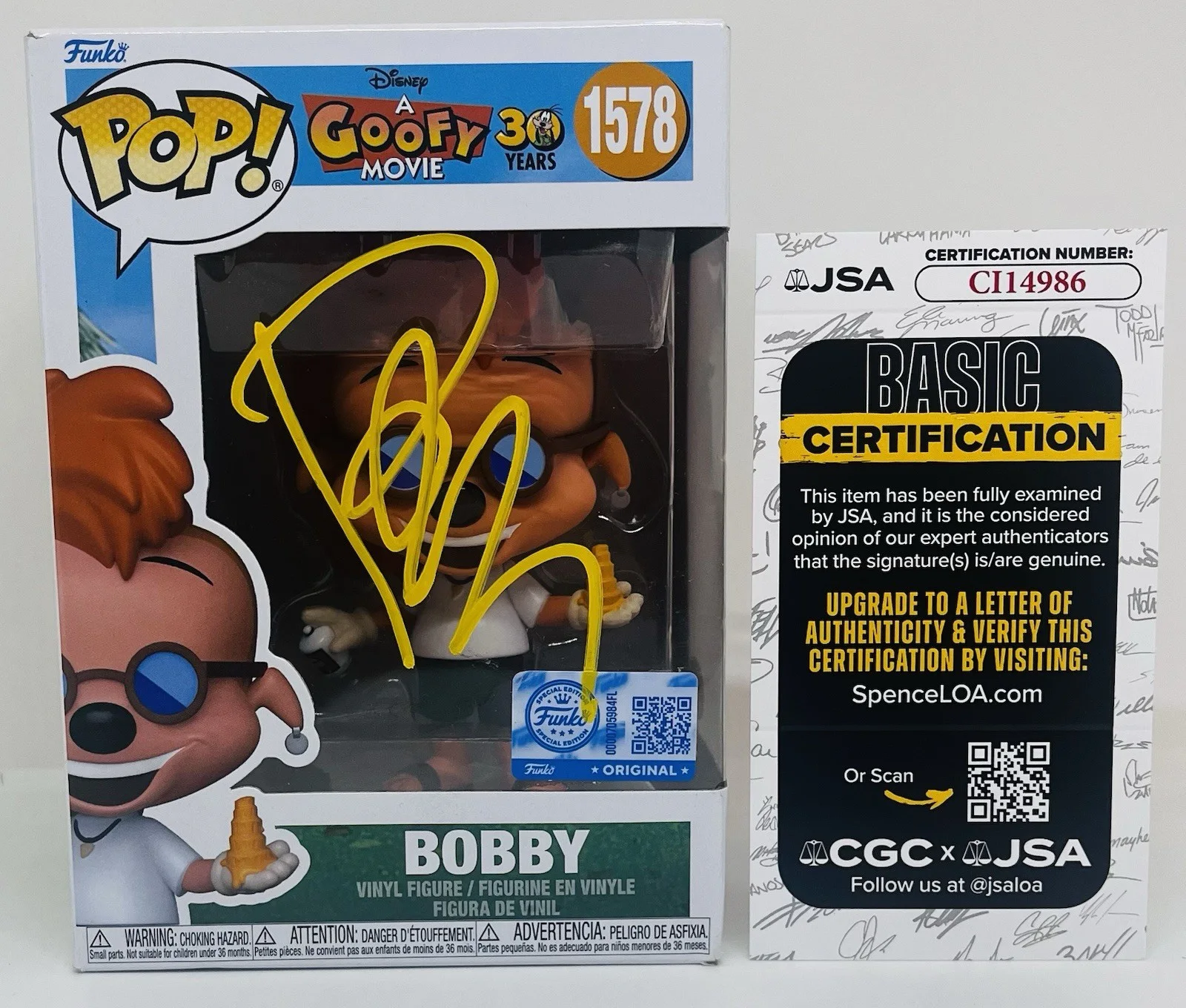 PAULY SHORE — PAULY SHORE SIGNED BOBBY ZIMMERUSKI POP FUNKO FIGURE A GOOFY MOVIE JSA COA