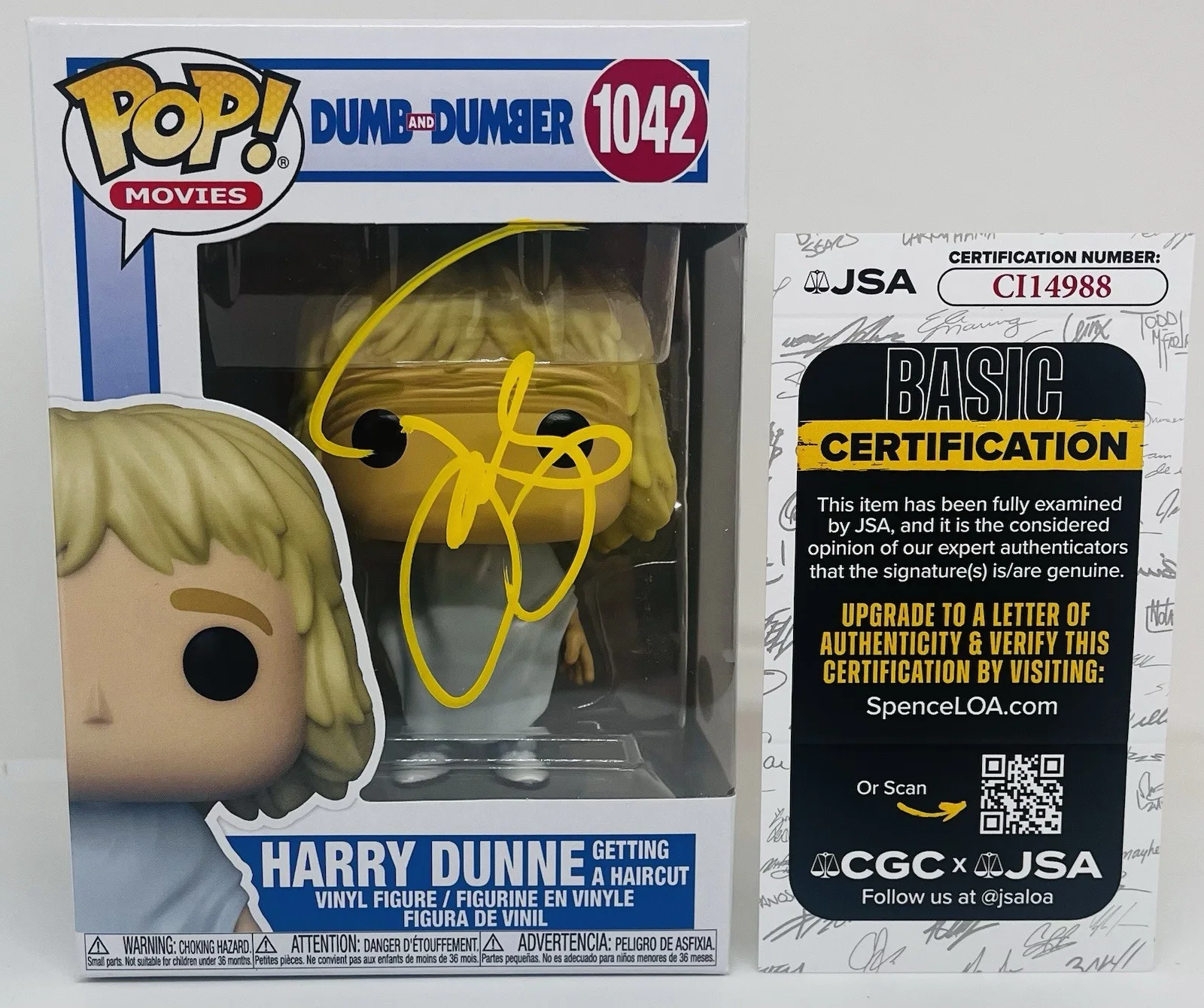 JEFF DANIELS — JEFF DANIELS SIGNED HARRY DUNNE POP FUNKO FIGURE DUMB AND DUMBER MOVIE JSA COA