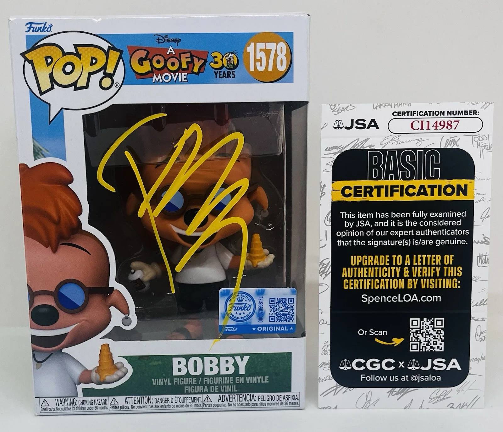 PAULY SHORE — PAULY SHORE SIGNED BOBBY ZIMMERUSKI POP FUNKO FIGURE A GOOFY MOVIE JSA COA