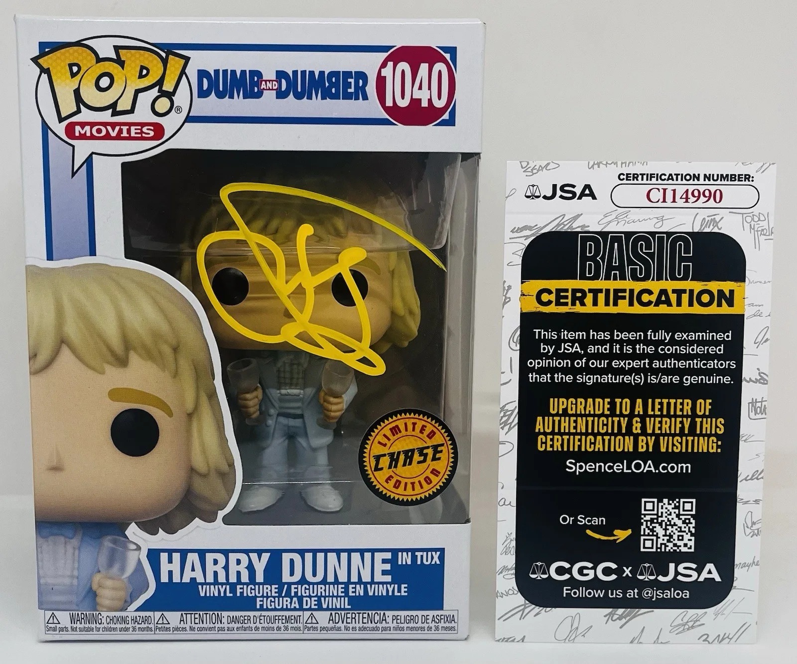 JEFF DANIELS — JEFF DANIELS SIGNED HARRY DUNNE CHASE POP FUNKO FIGURE DUMB AND DUMBER MOVIE JSA