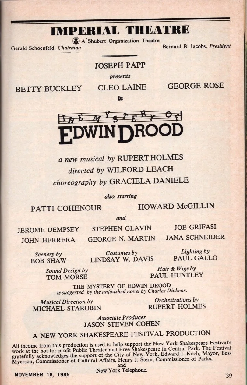Cast — The Mystery of Edwin Drood Signed Autographed Cast Playbill - Betty Buckley, изображение 2