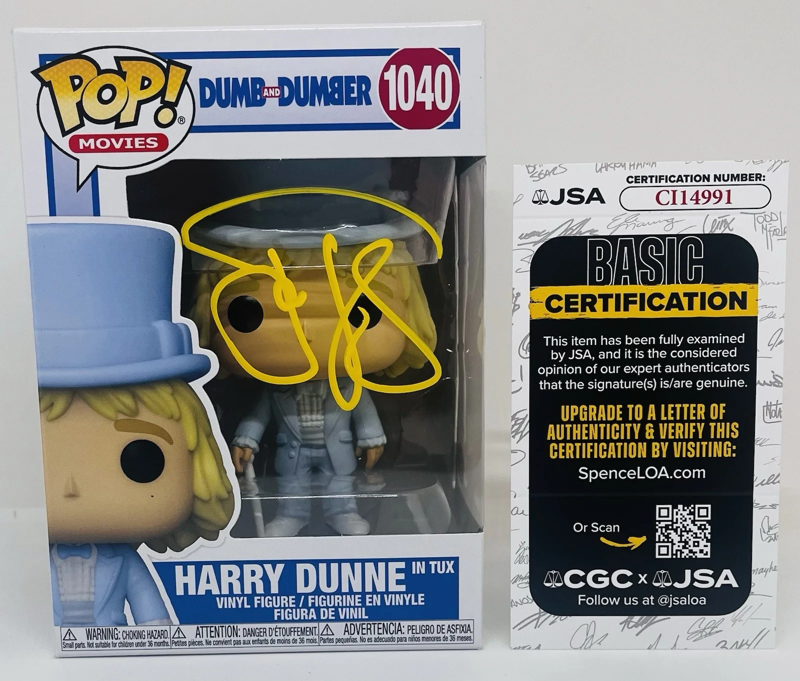 JEFF DANIELS — JEFF DANIELS SIGNED HARRY DUNNE POP FUNKO FIGURE DUMB AND DUMBER MOVIE JSA COA