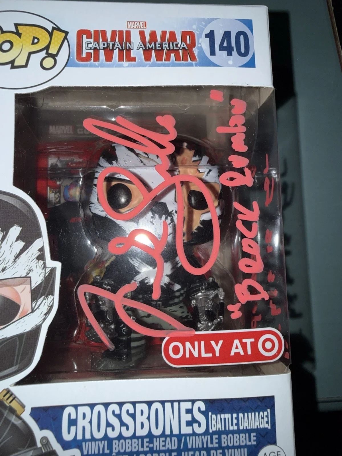 Frank Grillo — Frank Grillo Marvel Auto SIGNED Crossbones Exc Target Funko Pop W/ Quote & C.N., изображение 2