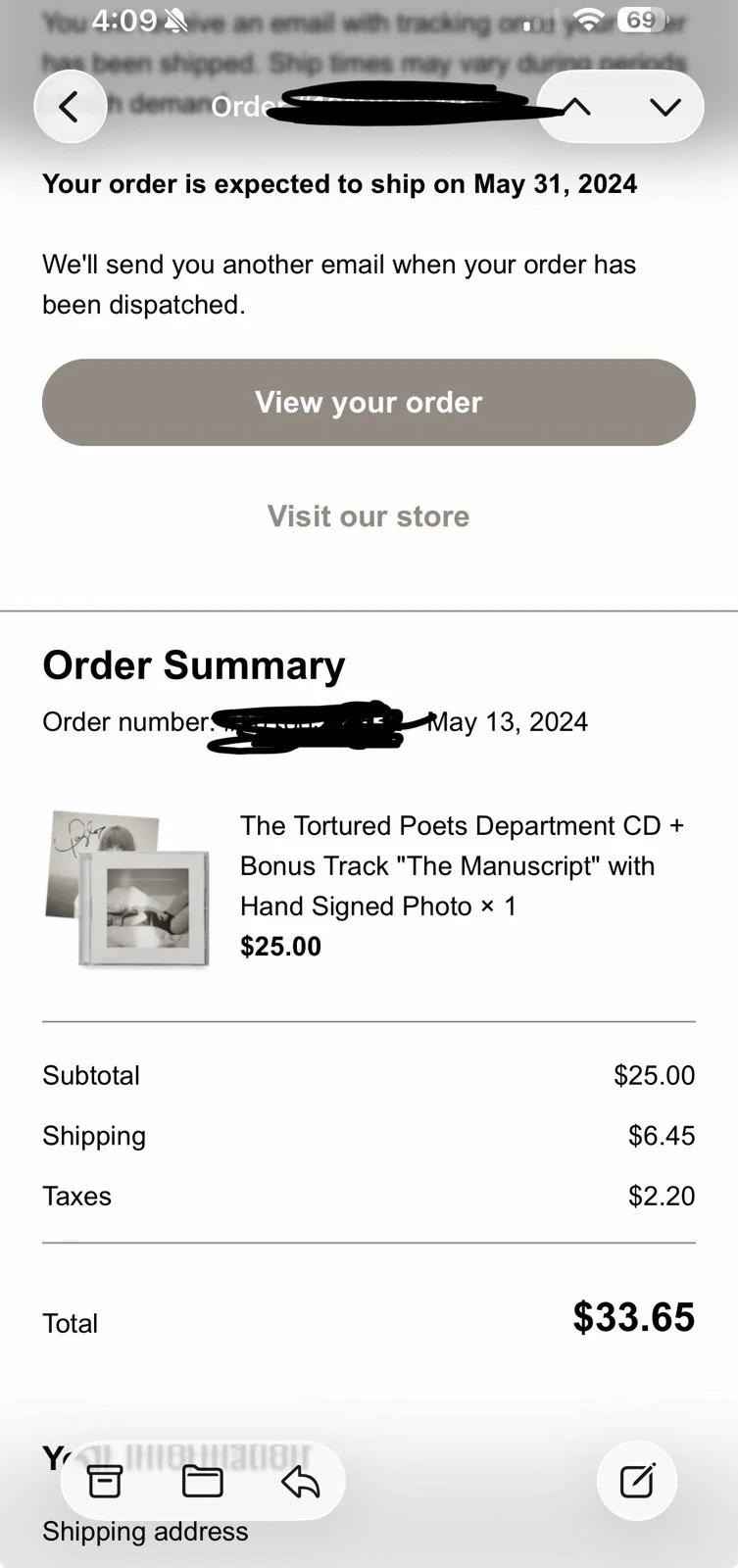 Taylor Swift - The Tortured Poets Department SIGNED CD FRAMED TTPD (FAST SHIP!), изображение 3