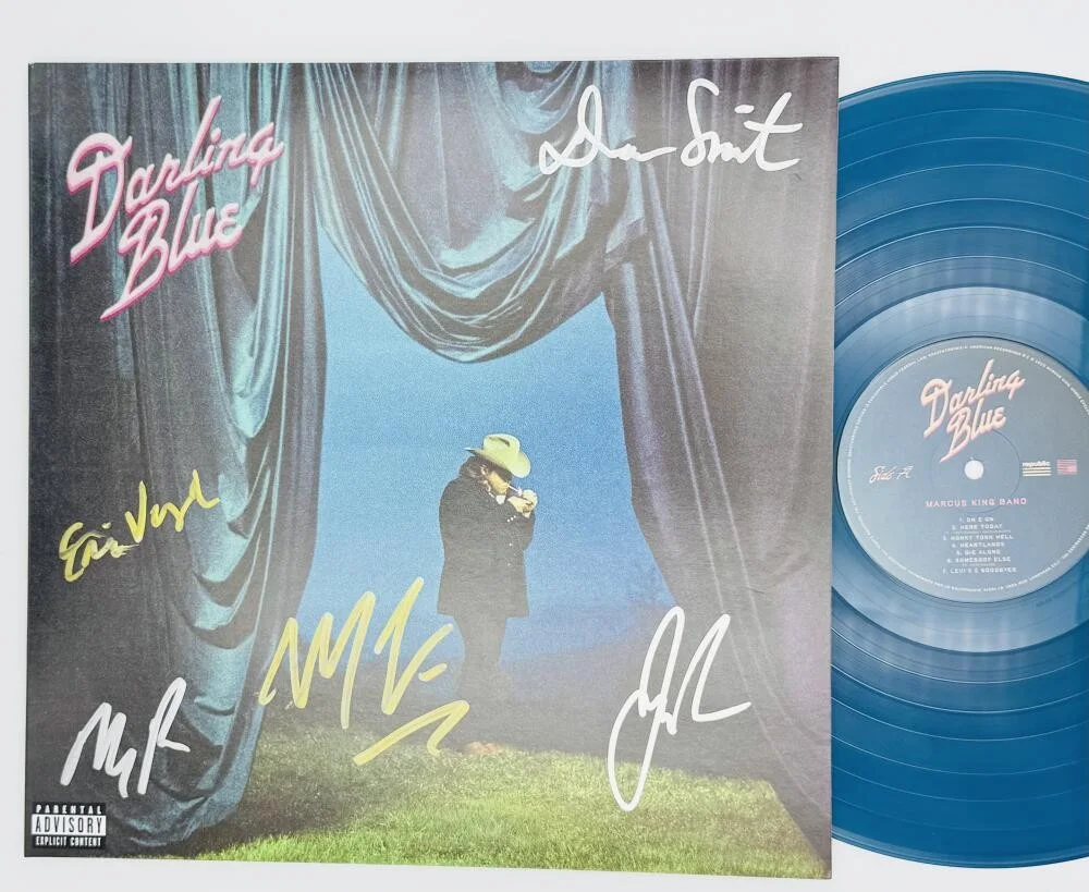 MARCUS KING BAND — MARCUS KING BAND SIGNED DARLING BLUE VINYL RECORD FULL BAND AUTOGRAPH BAS K76, image 2
