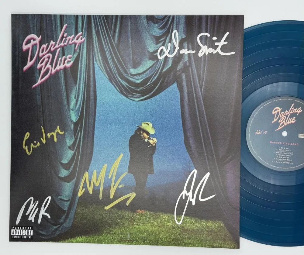MARCUS KING BAND — MARCUS KING BAND SIGNED DARLING BLUE VINYL RECORD FULL BAND AUTOGRAPH BAS K77, image 2
