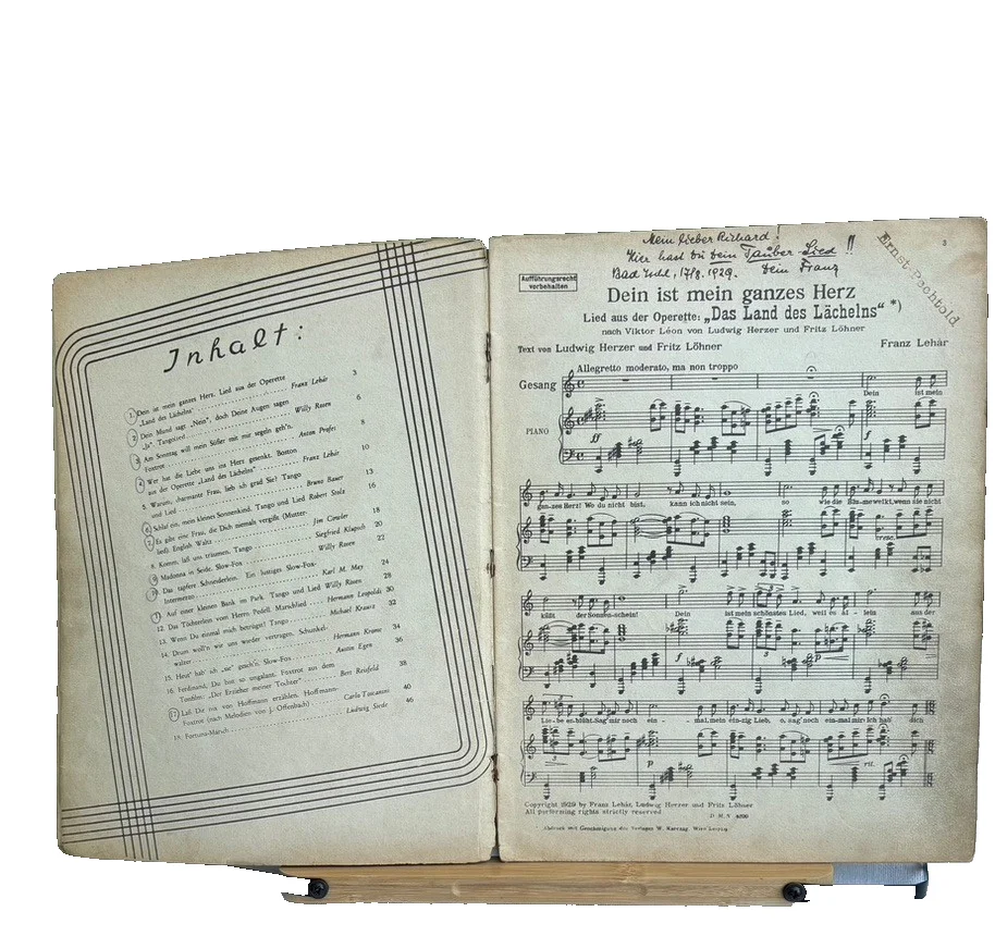 Franz Lehár: "Dein ist mein ganzes Herz" autographed for Richard Tauber, изображение 4