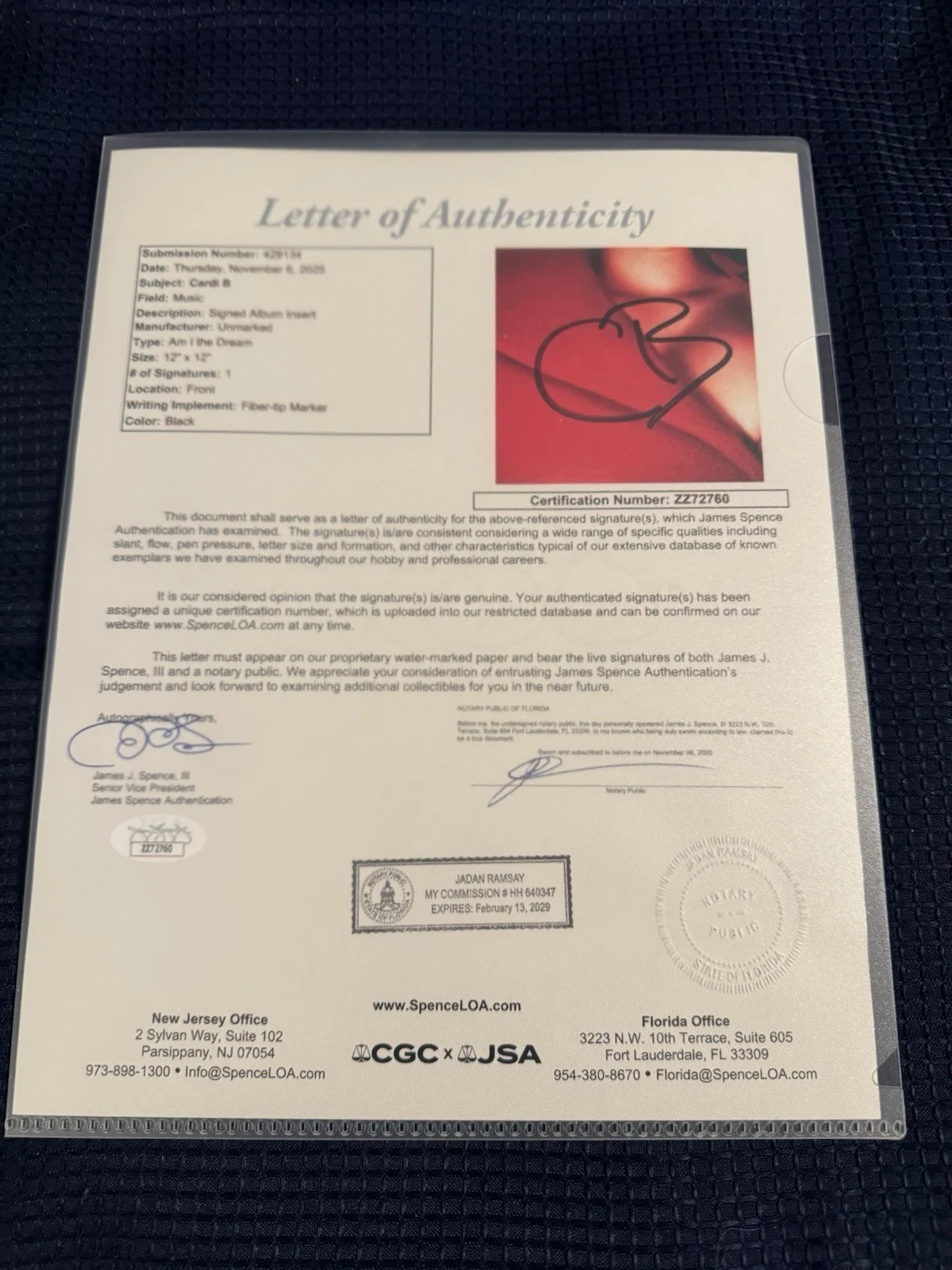 CARDI B Signed/Autographed Am I The Drama? Insert W/Vinyl JSA LOA🔥, изображение 2