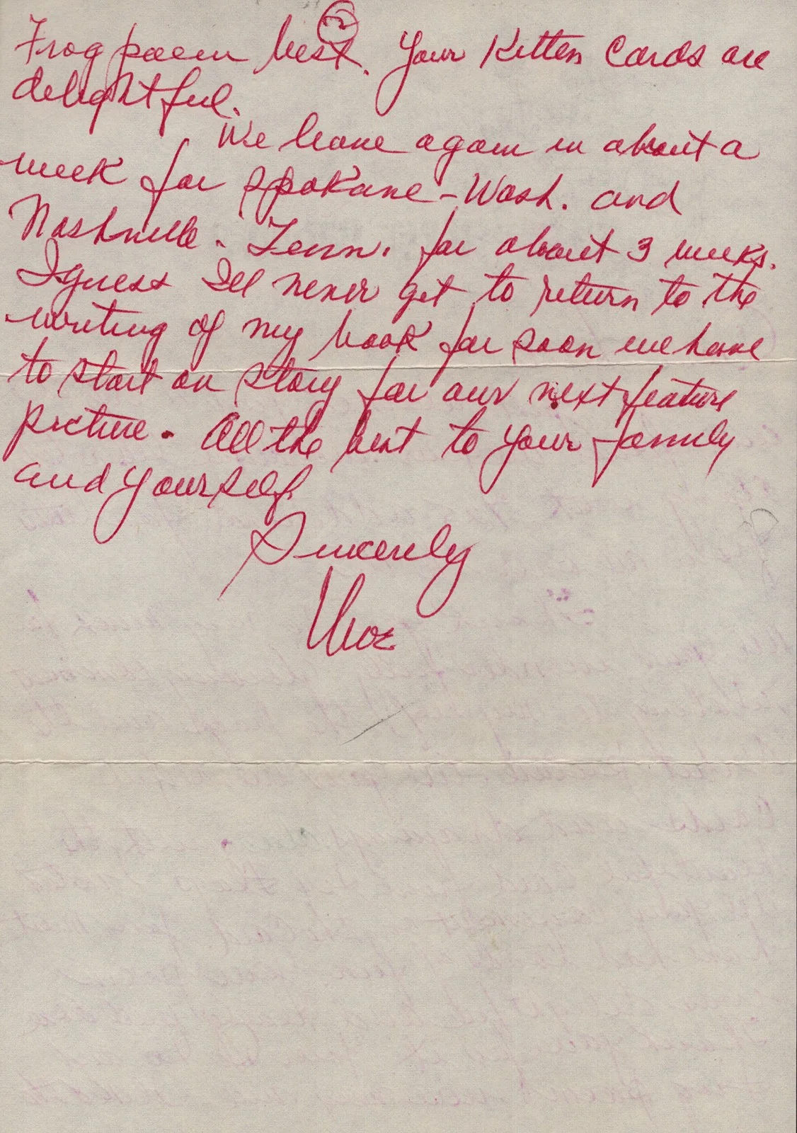 Moe Howard — THREE STOOGES (MOE HOWARD) - AUTOGRAPH LETTER SIGNED, image 2