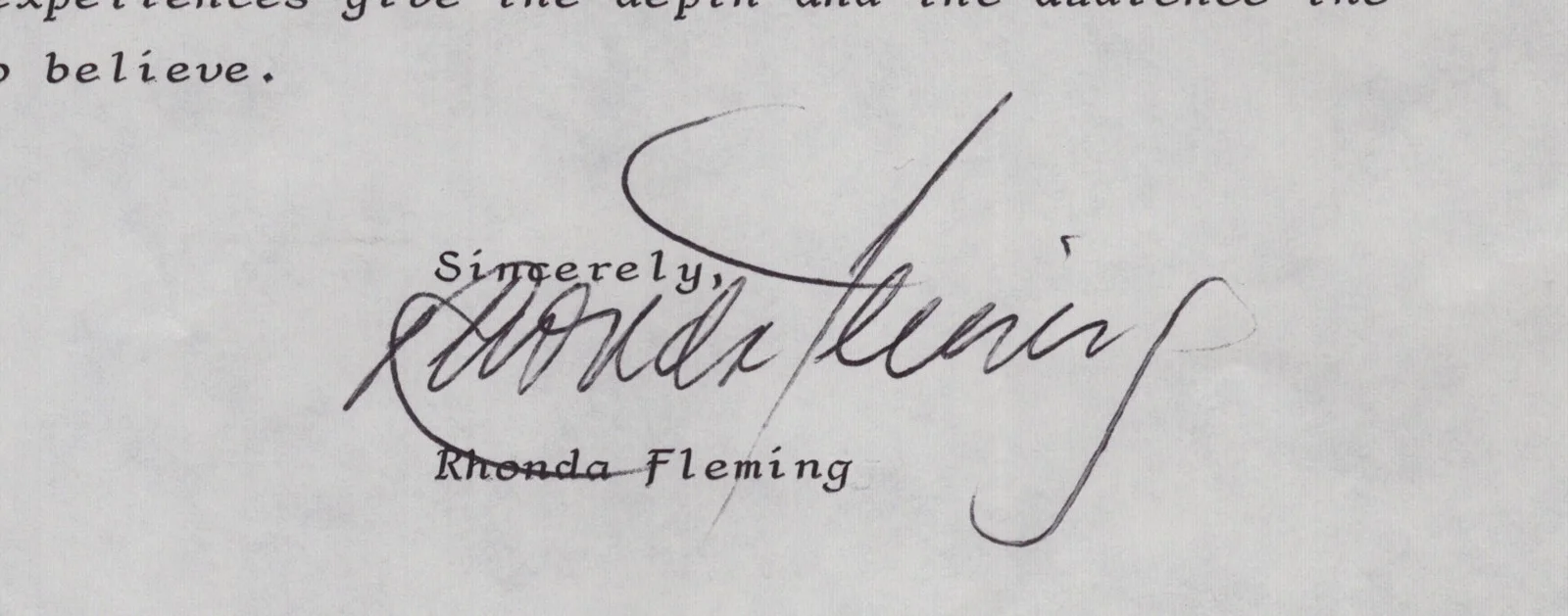 Rhonda Fleming — RHONDA FLEMING - TYPED LETTER SIGNED 03/18/1992, image 2