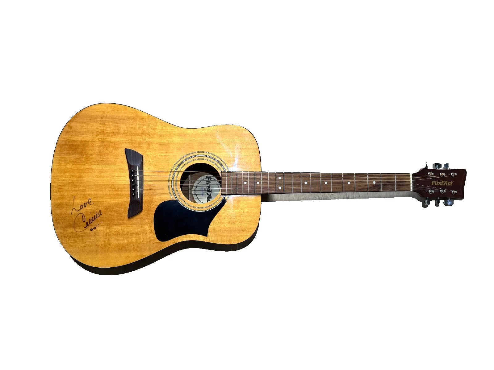 CELINE DION SIGNED FULL SIZE ACOUSTIC GUITAR W/ INSCRIPTION AUTOGRAPH BAS COA, изображение 4