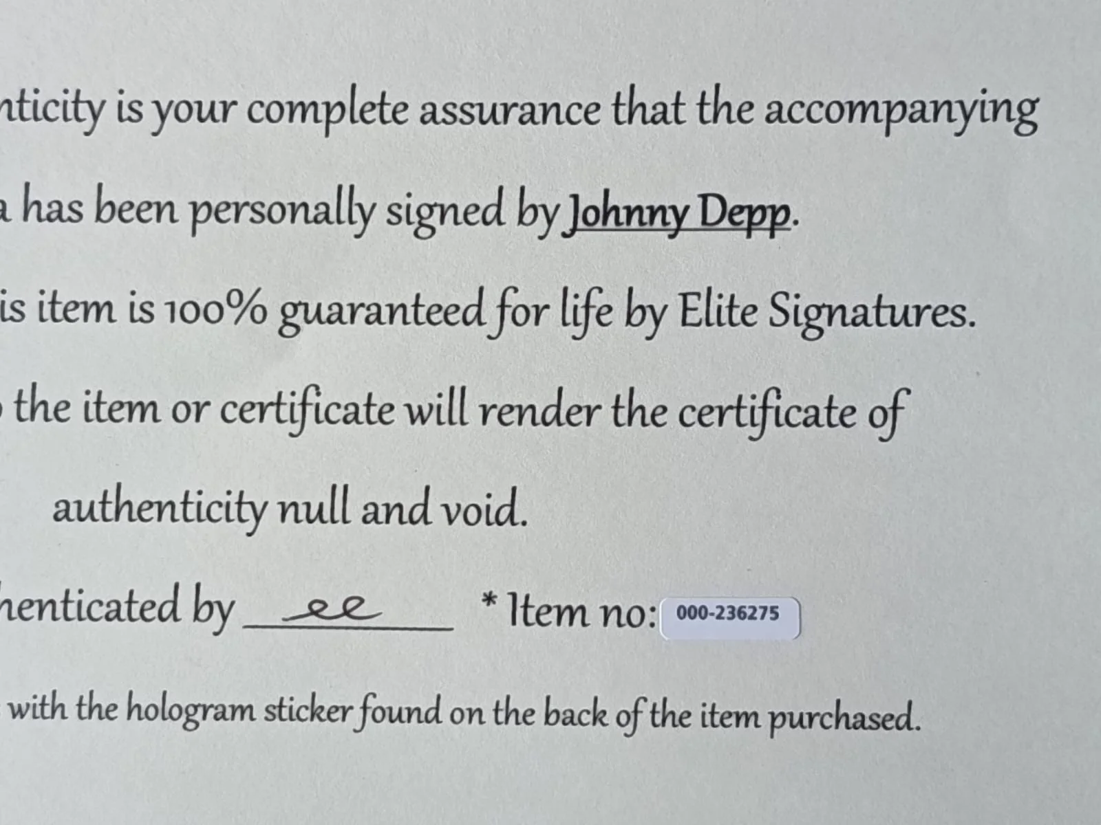 Jhonny Deep — Jhonny Deep Hand Signed Photo - Pirates of the Caribbean + COA, изображение 4