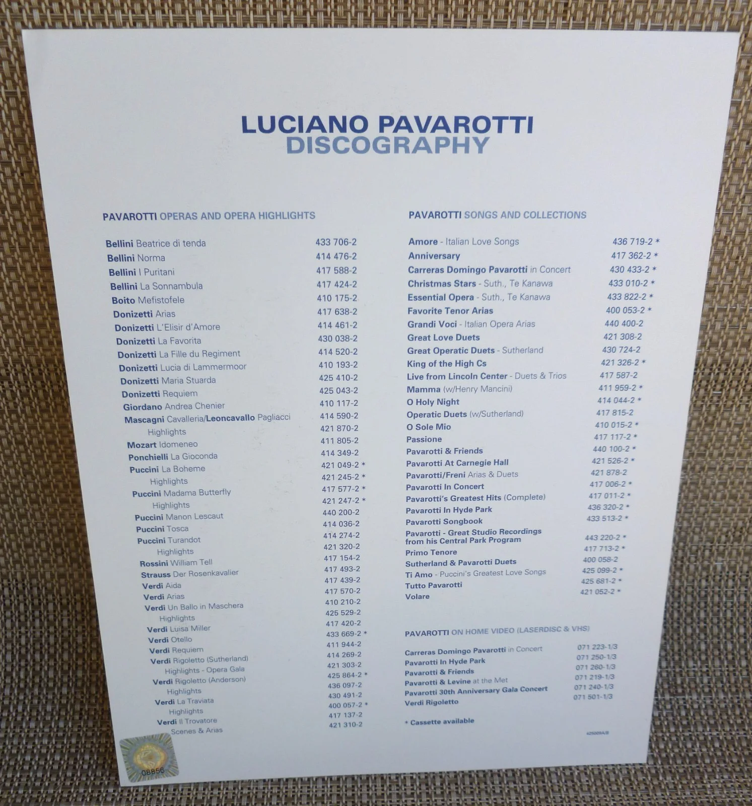 Luciano Pavarotti signed autographed London Opera Sheet W/#`d COA, image 4