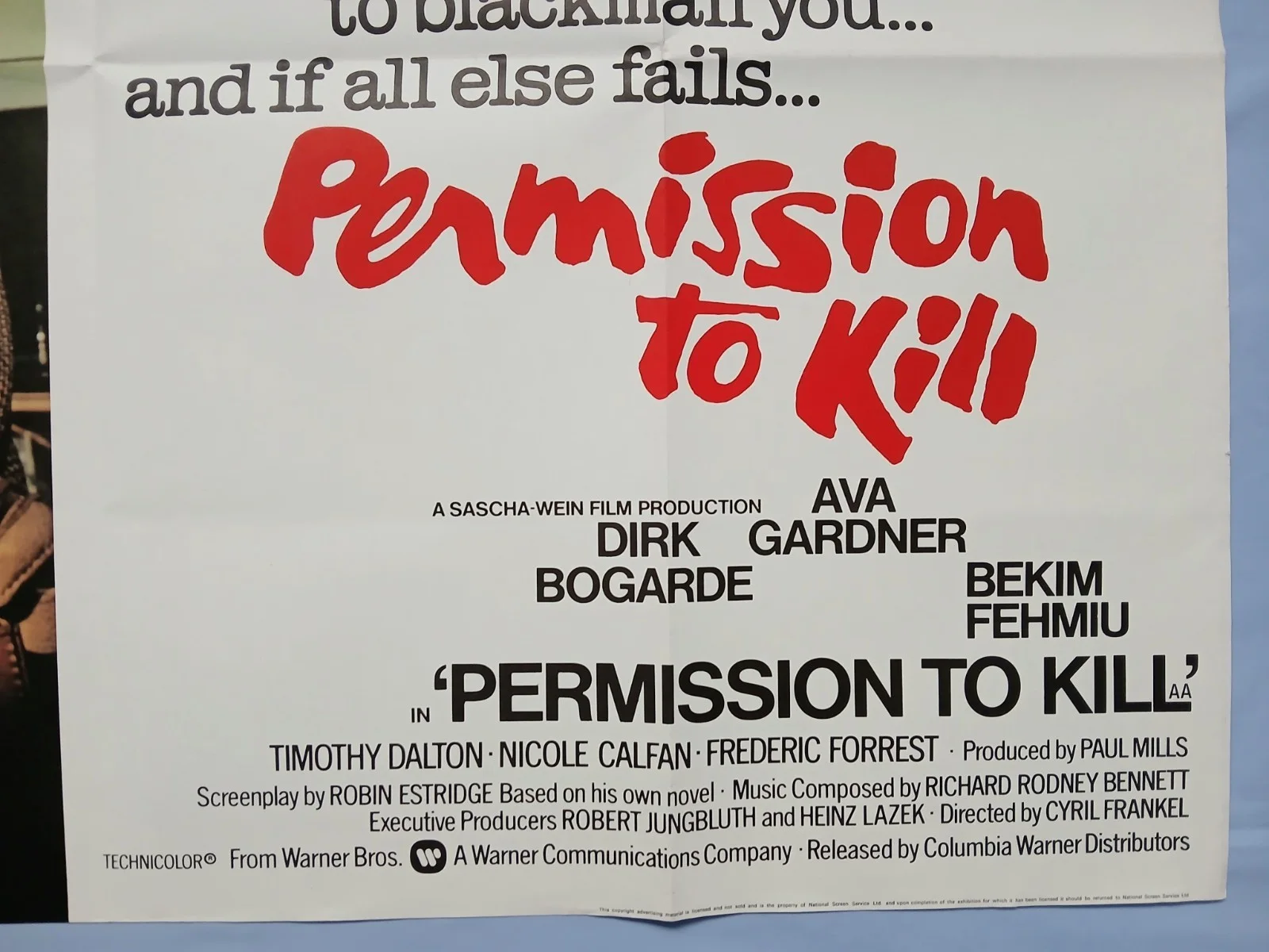 PERMISSION TO KILL (1975) original UK quad poster - Dirk Bogarde, Ava Gardner, image 5
