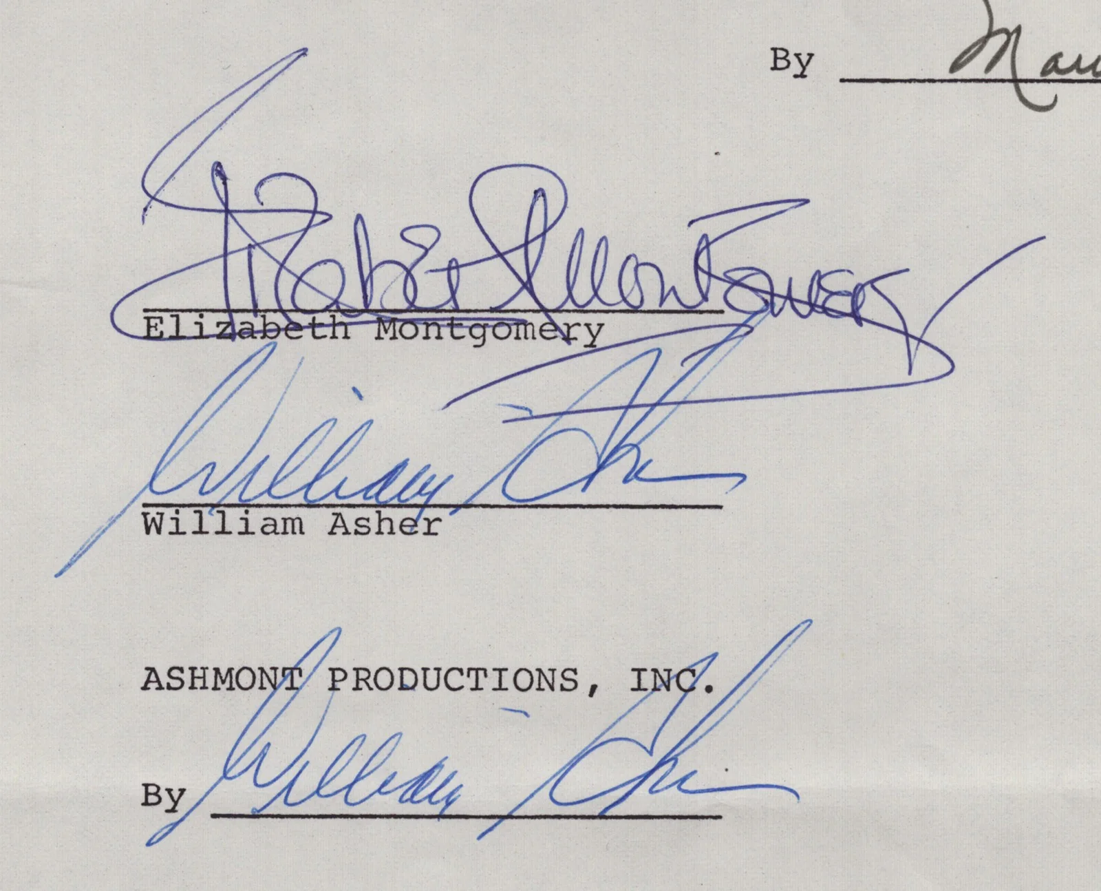 Elizabeth Montgomery, William Asher — ELIZABETH MONTGOMERY - DOCUMENT MULTI-SIGNED 12/29/1972 WITH CO-SIGNERS, image 4