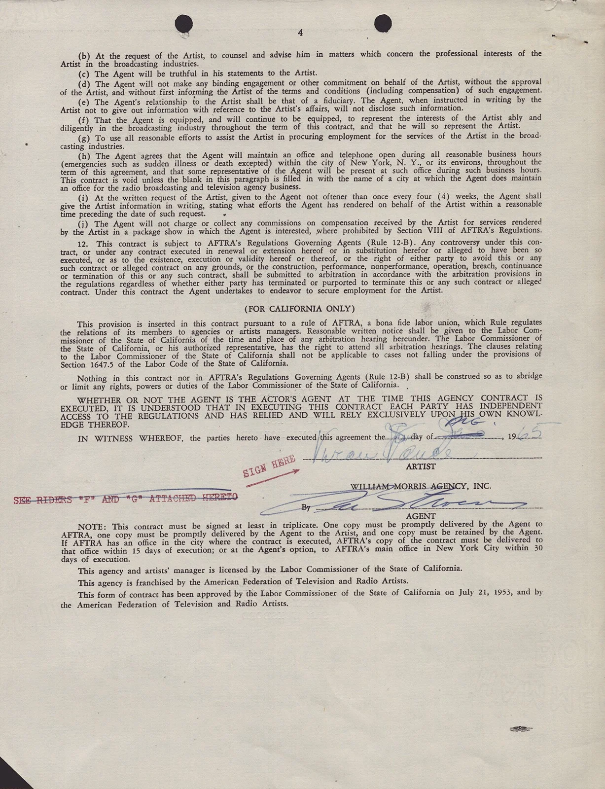 Vivian Vance — VIVIAN VANCE - CONTRACT SIGNED 08/08/1965, image 4