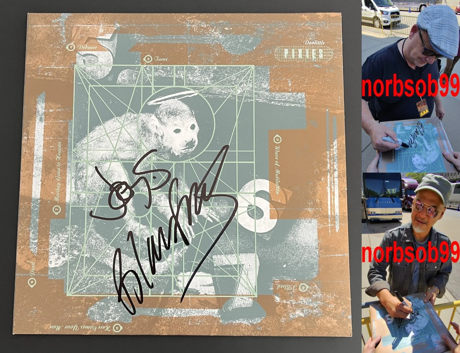 BLACK FRANCIS & JOEY SANTIAGO SIGNED PIXIES DOOLITTLE VINYL ALBUM w/EXACT PROOF, изображение 2