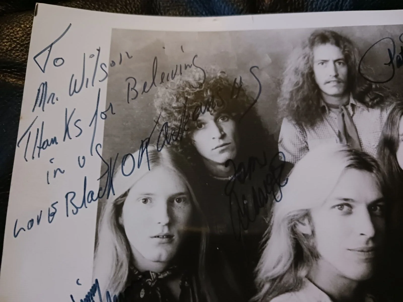 Black Oak Arkansas Band from 1971 — Rare 1975 Black Oak Arkansas Band Signed 8X10 Vintage Autograph Photo Jim Dandy, изображение 2