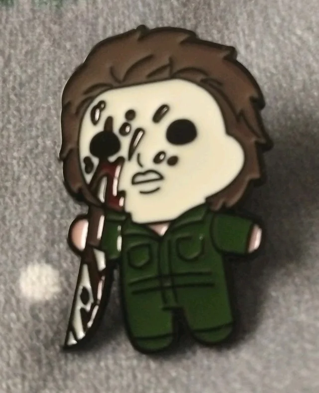 HORROR PIN BADGES X 6 - KRUGER, BILLY PUPPET, MYERS,BEETLEJUICE, JASON,CHUCKY, image 4