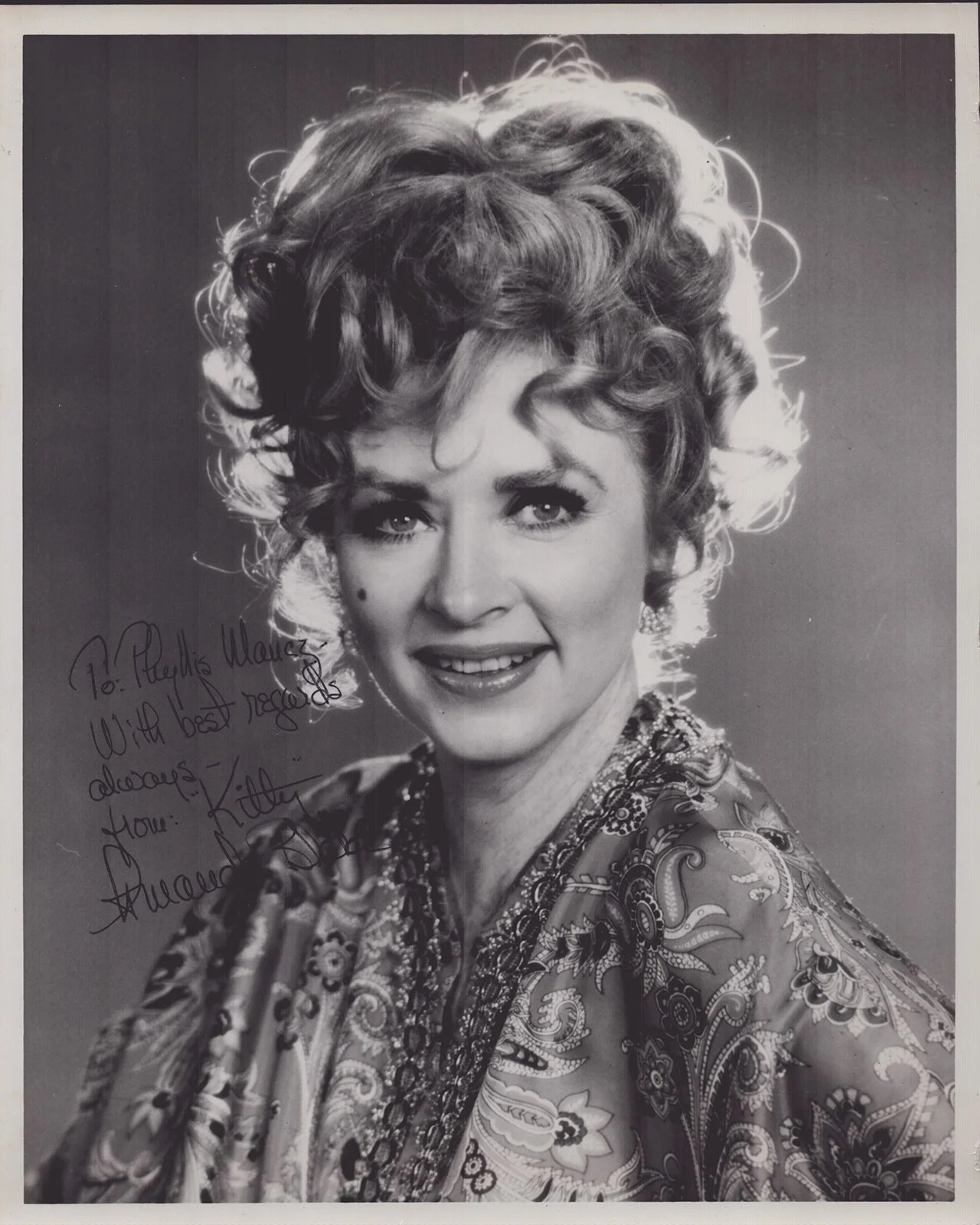 Amanda Blake — AMANDA "MISS KITTY" BLAKE - INSCRIBED PHOTOGRAPH SIGNED