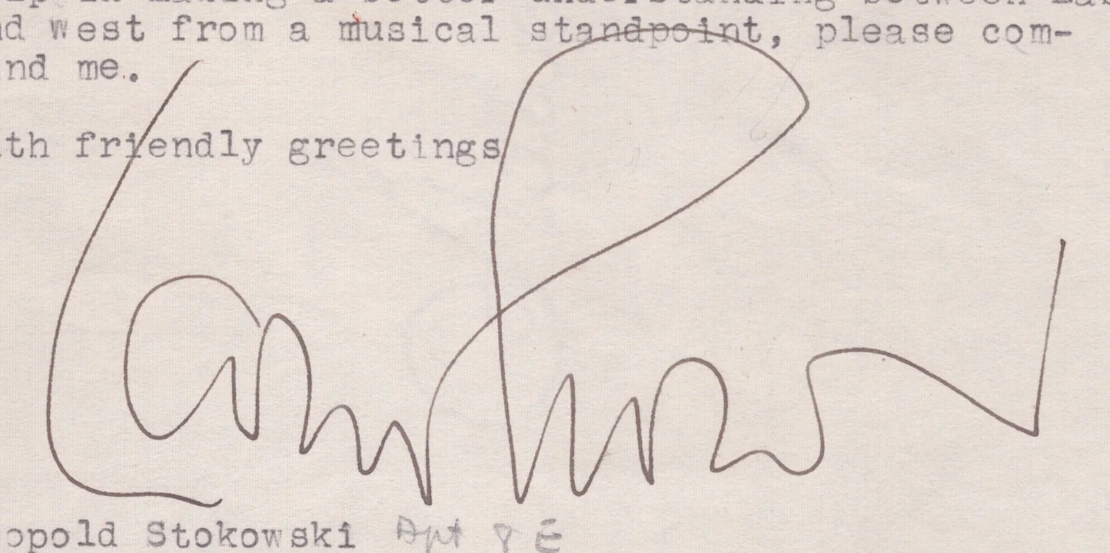 Leopold Stokowski — LEOPOLD STOKOWSKI - TYPED LETTER SIGNED 01/04/1945, image 2