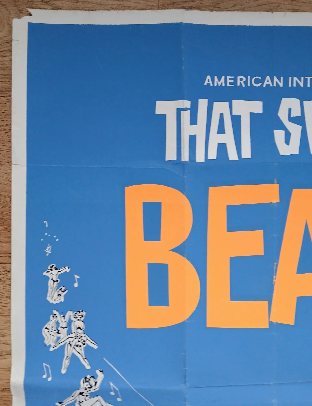 BEACH PARTY (1963) v.rare original UK quad poster -Frankie Avalon, Vincent Price, изображение 2