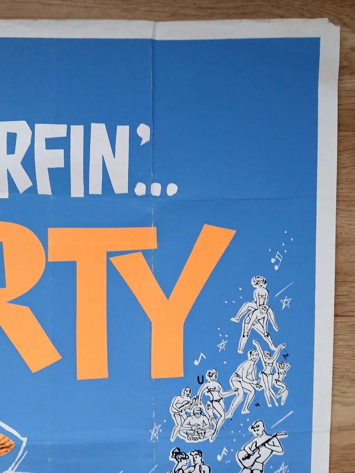 BEACH PARTY (1963) v.rare original UK quad poster -Frankie Avalon, Vincent Price, изображение 5