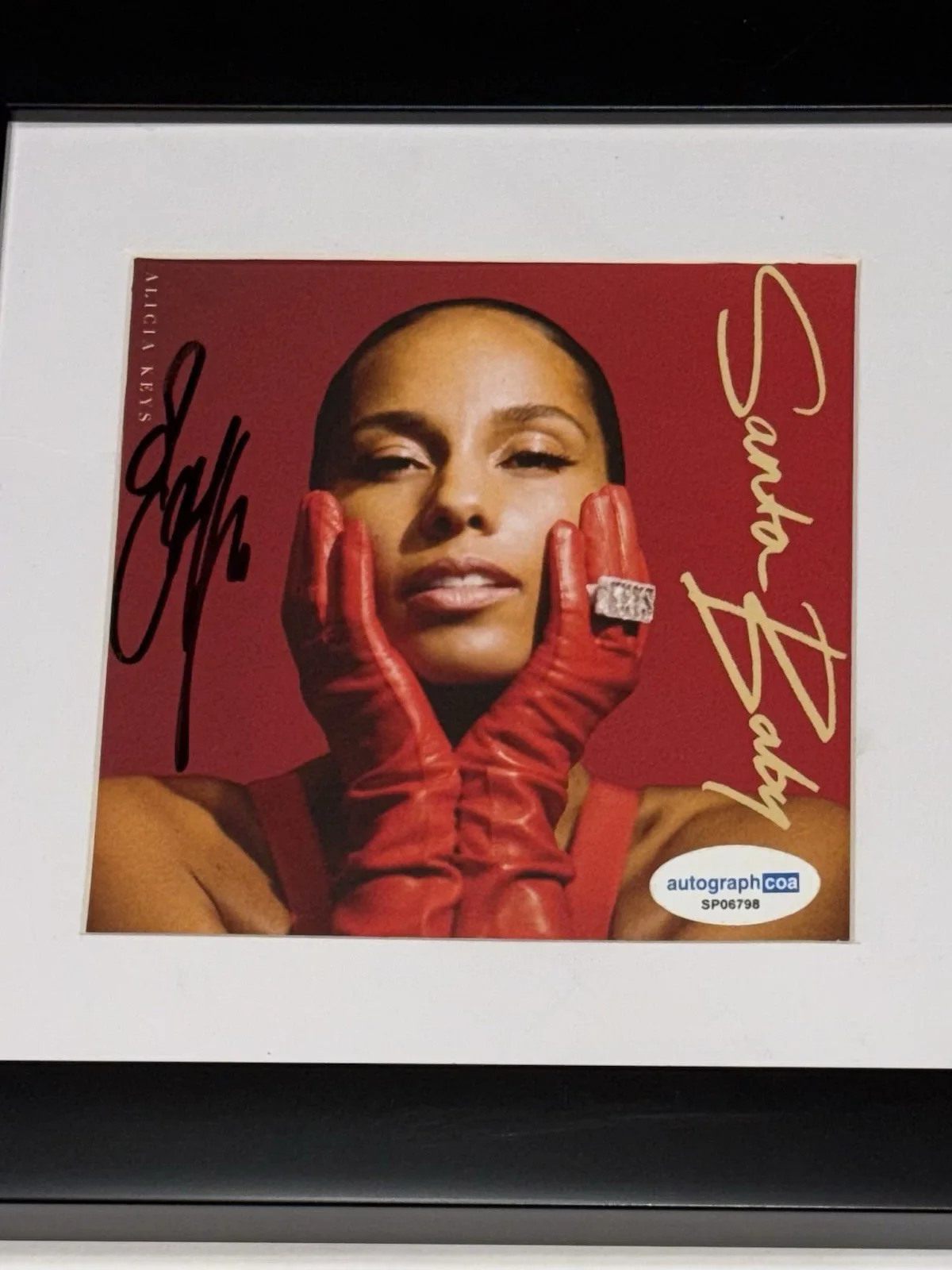 Alicia Keys Signed Autograph Santa Baby CD Framed Display Girl on Fire ACOA COA, image 2