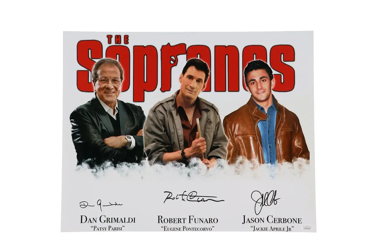 Dan Grimaldi, Robert Funaro, Jason Cerbone — Dan Grimaldi, Robert Funaro & Jason Cerbone Signed "The Sopranos" 16x20 Photo, image 2
