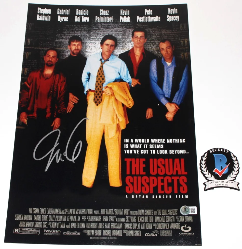 CHRISTOPHER MCQUARRIE SIGNED 'THE USUAL SUSPECTS' 12x18 MOVIE POSTER BECKETT COA, image 2