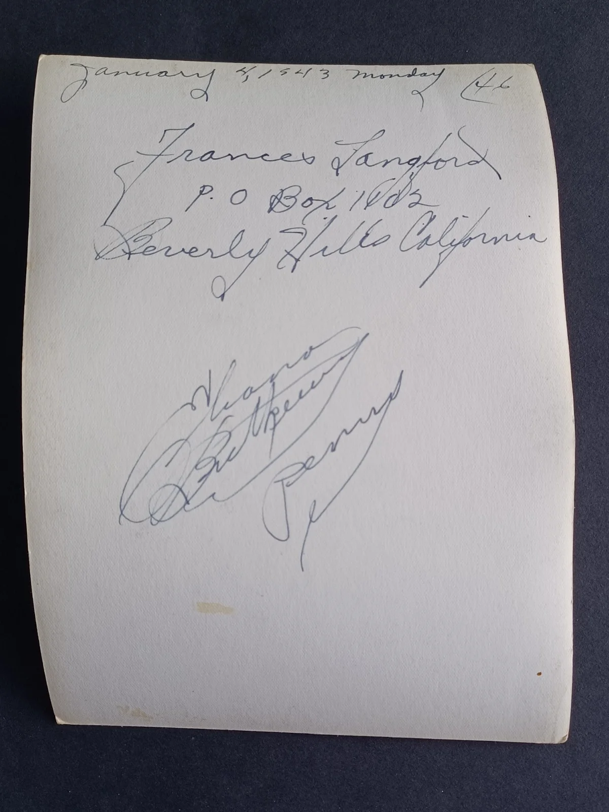 Frances Langford (d. 2005) Signed Vintage 5x7 Photo - Actress, Singer, изображение 3