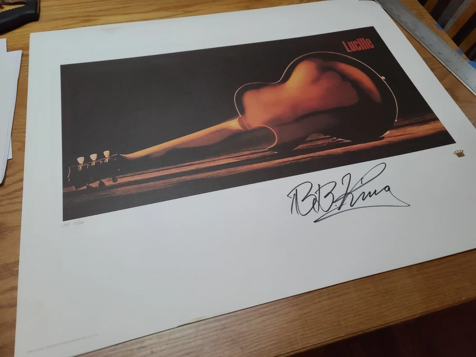 BB King Lithograph Poster Lucille Album Art Signed Autographed AP #5/60, image 2