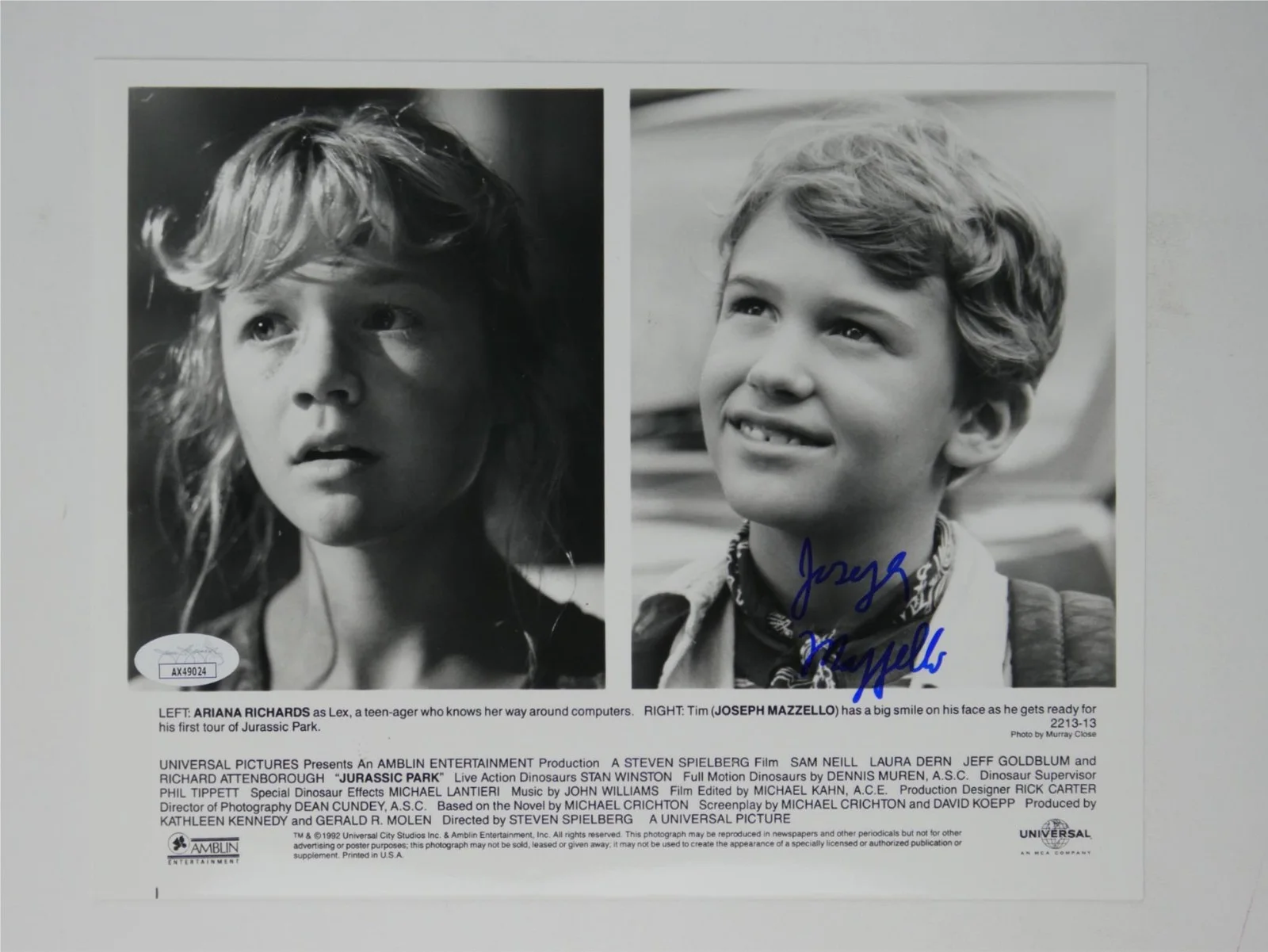 Joseph Mazzello — Joseph Mazzello Signed B&W 8x10 Promo Photo Jurassic Park Autographed JSA COA, изображение 2