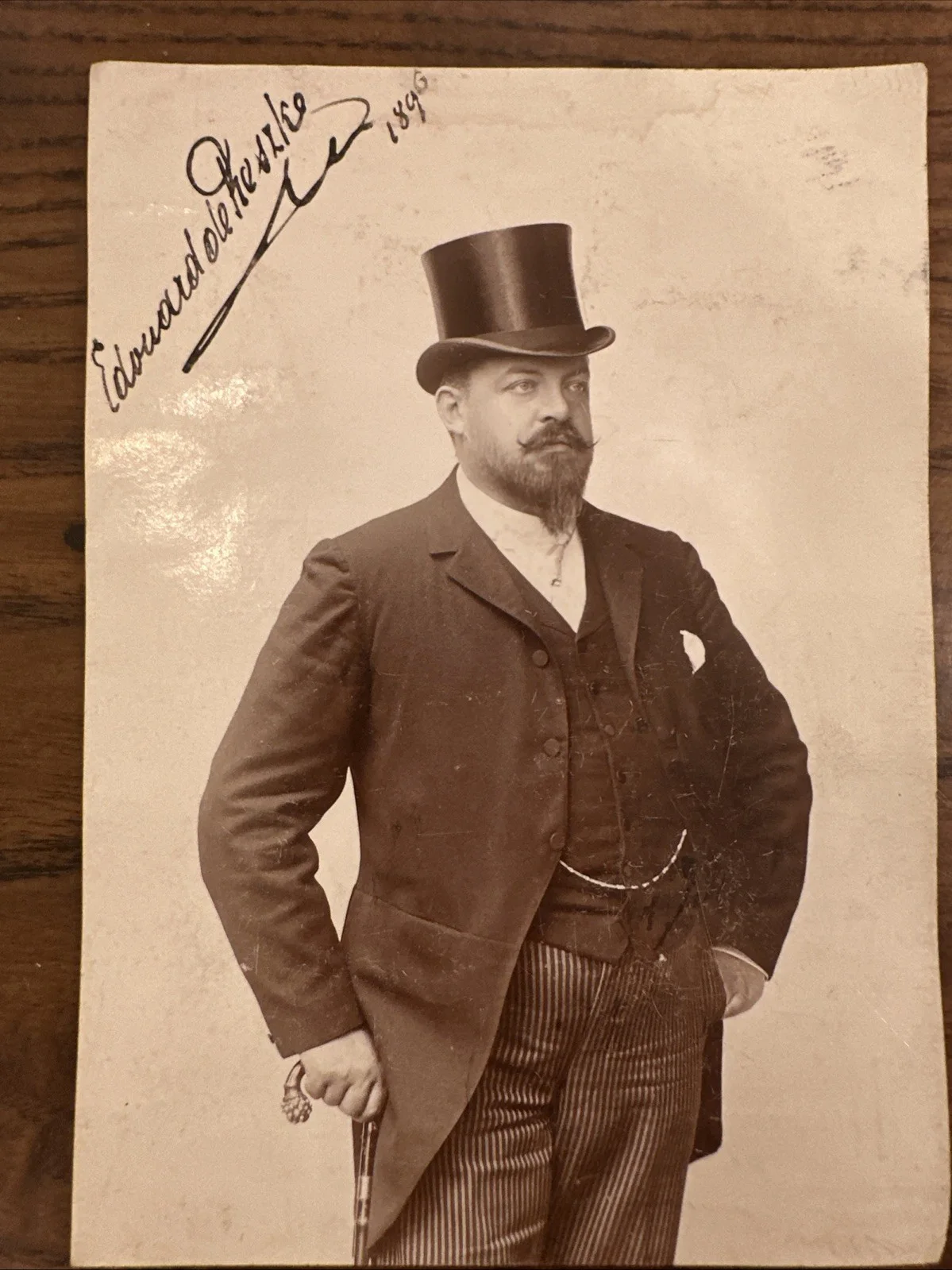 EDOUARD DE RESZKE Autographed Signed Cabinet Card Polish Opera Star 1896 - RARE!, image 4
