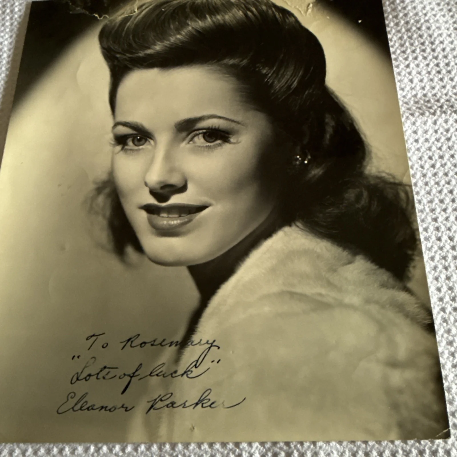 Eleanor Parker Vintage 1940’s SIGNED PHOTO Autograph 7x9 Damaged, image 5